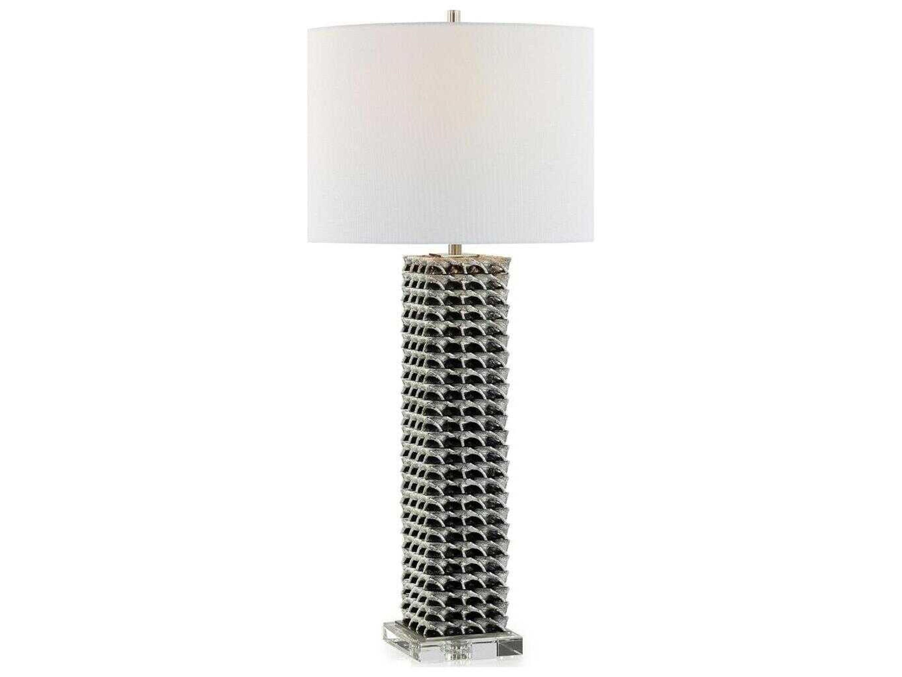 Ralado Polished Nickel White Linen Buffet Lamp