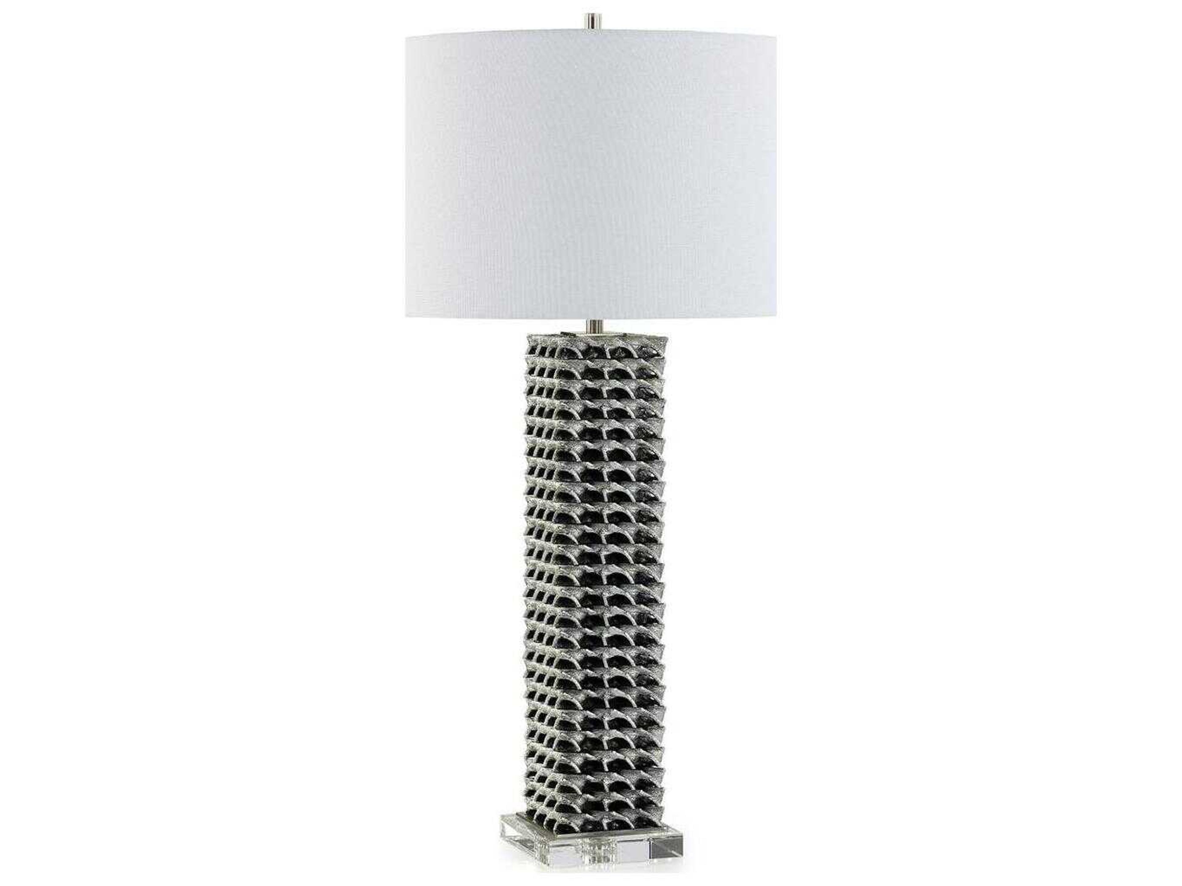 John Richard Ralado Polished Nickel White Linen Buffet Lamp