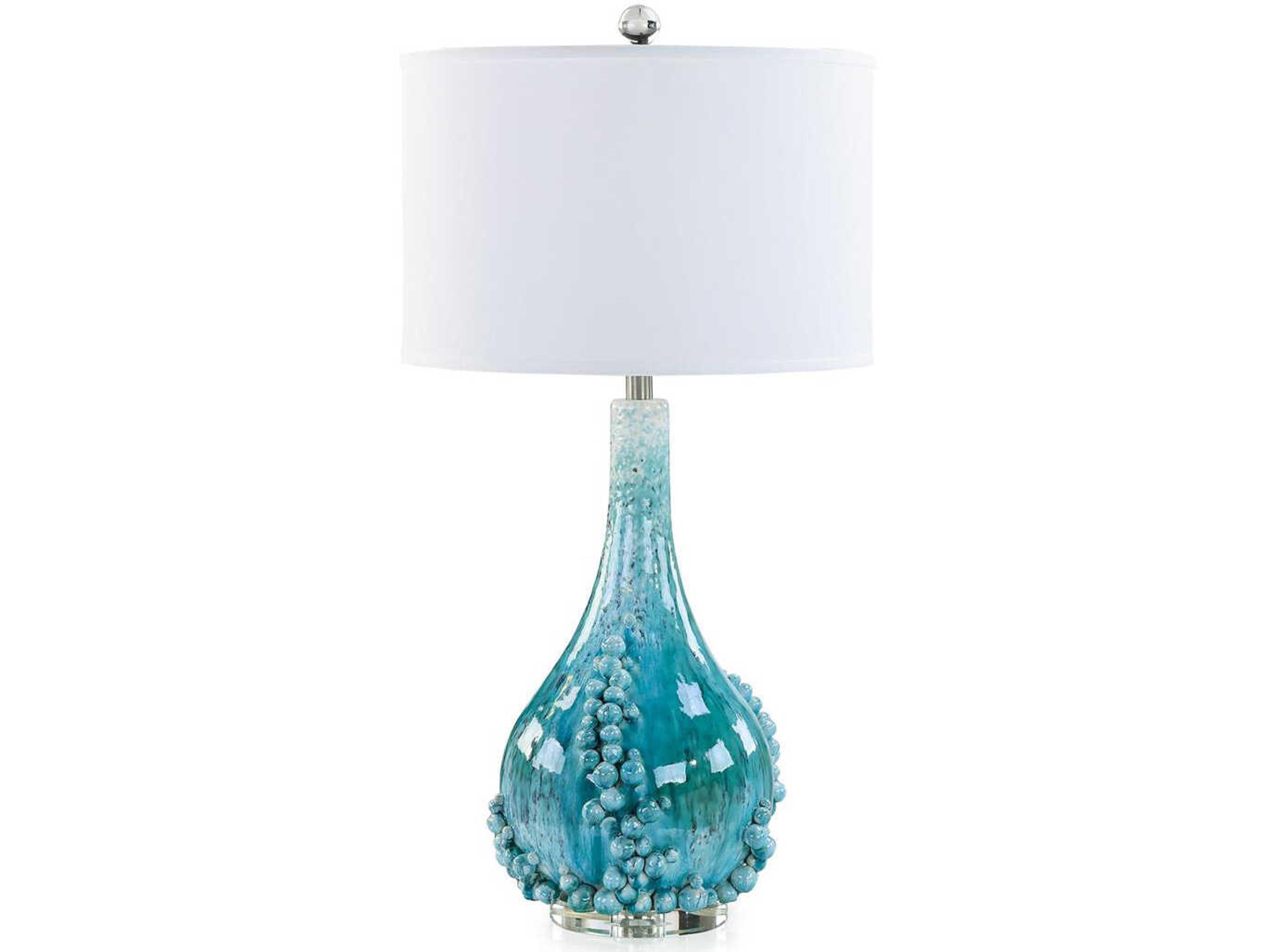 John Richard Bubbling Blue Blue White Linen Buffet Lamp