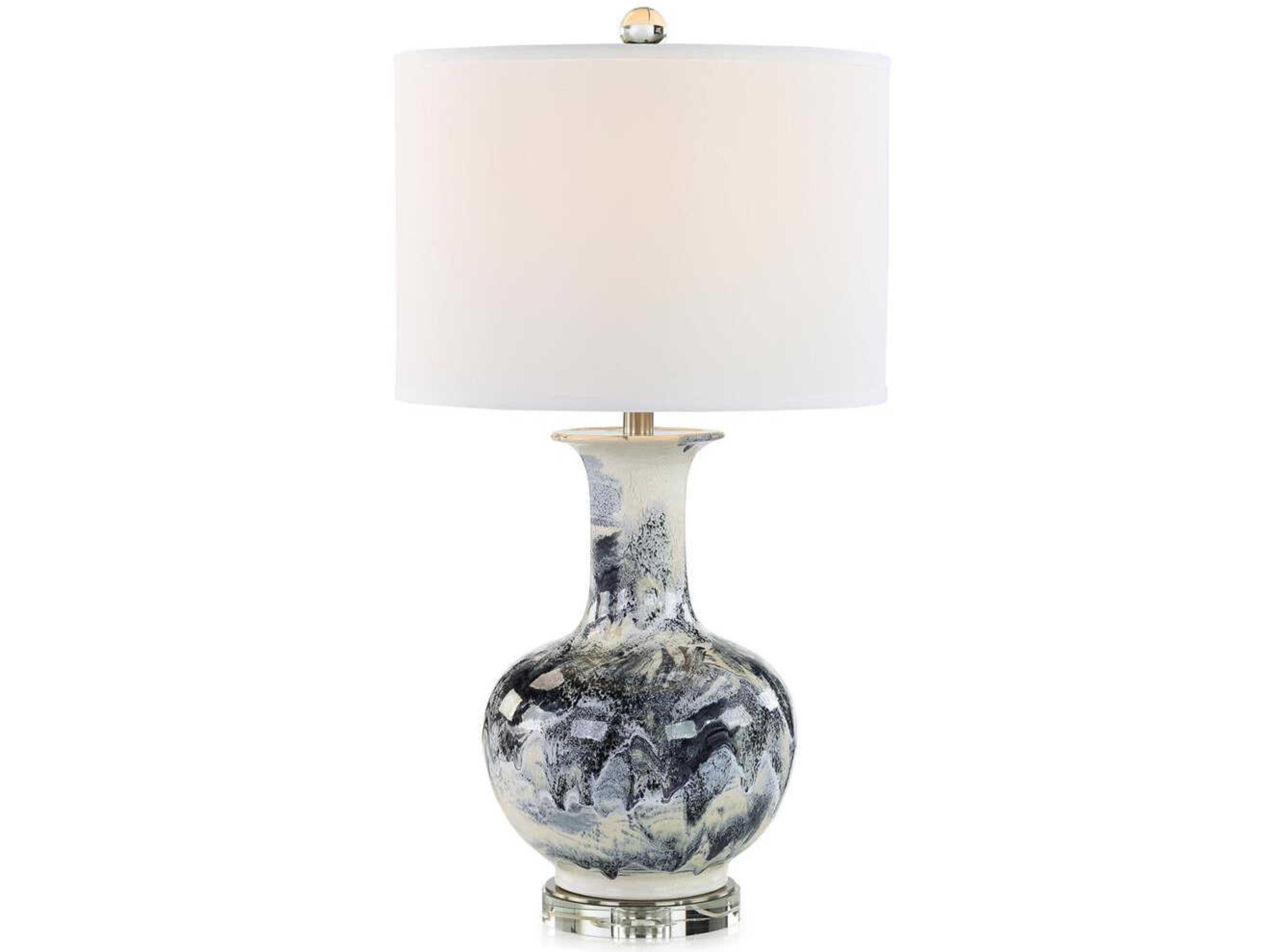 John Richard Mariner White Blue Linen Buffet Lamp