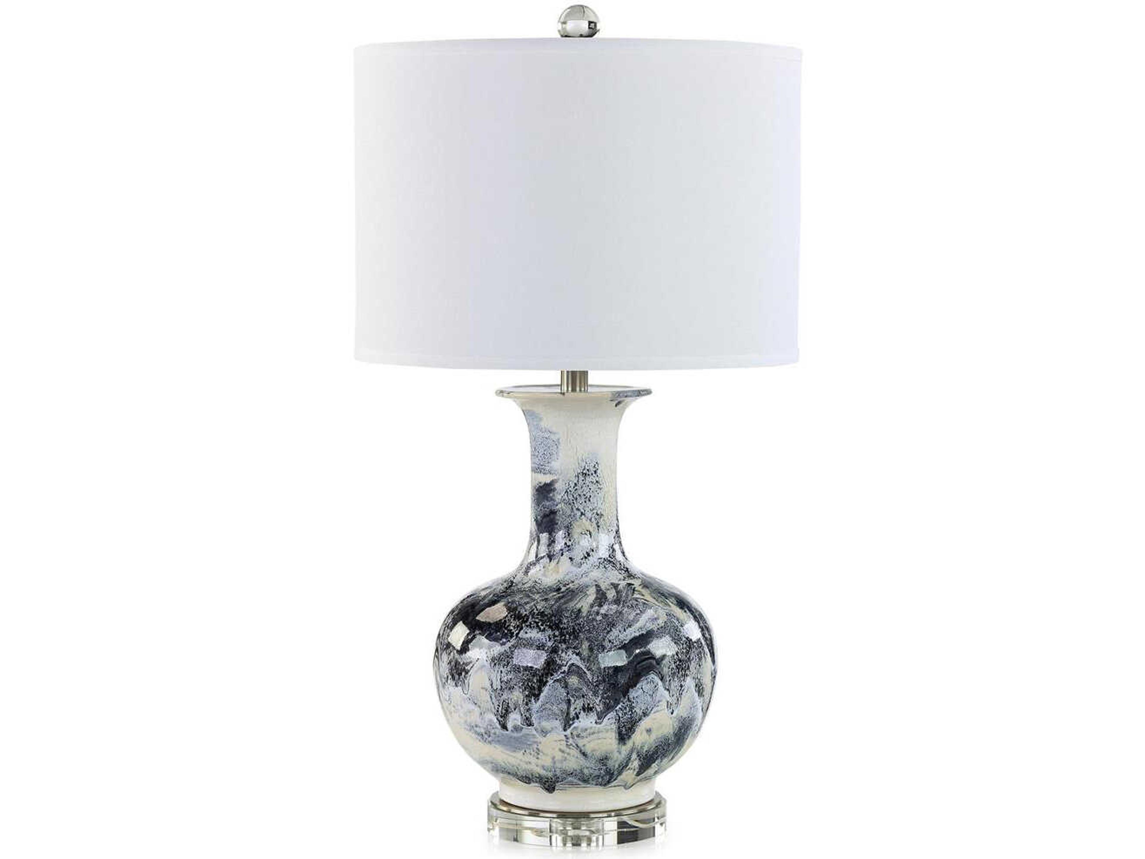 John Richard Mariner White Blue Linen Buffet Lamp