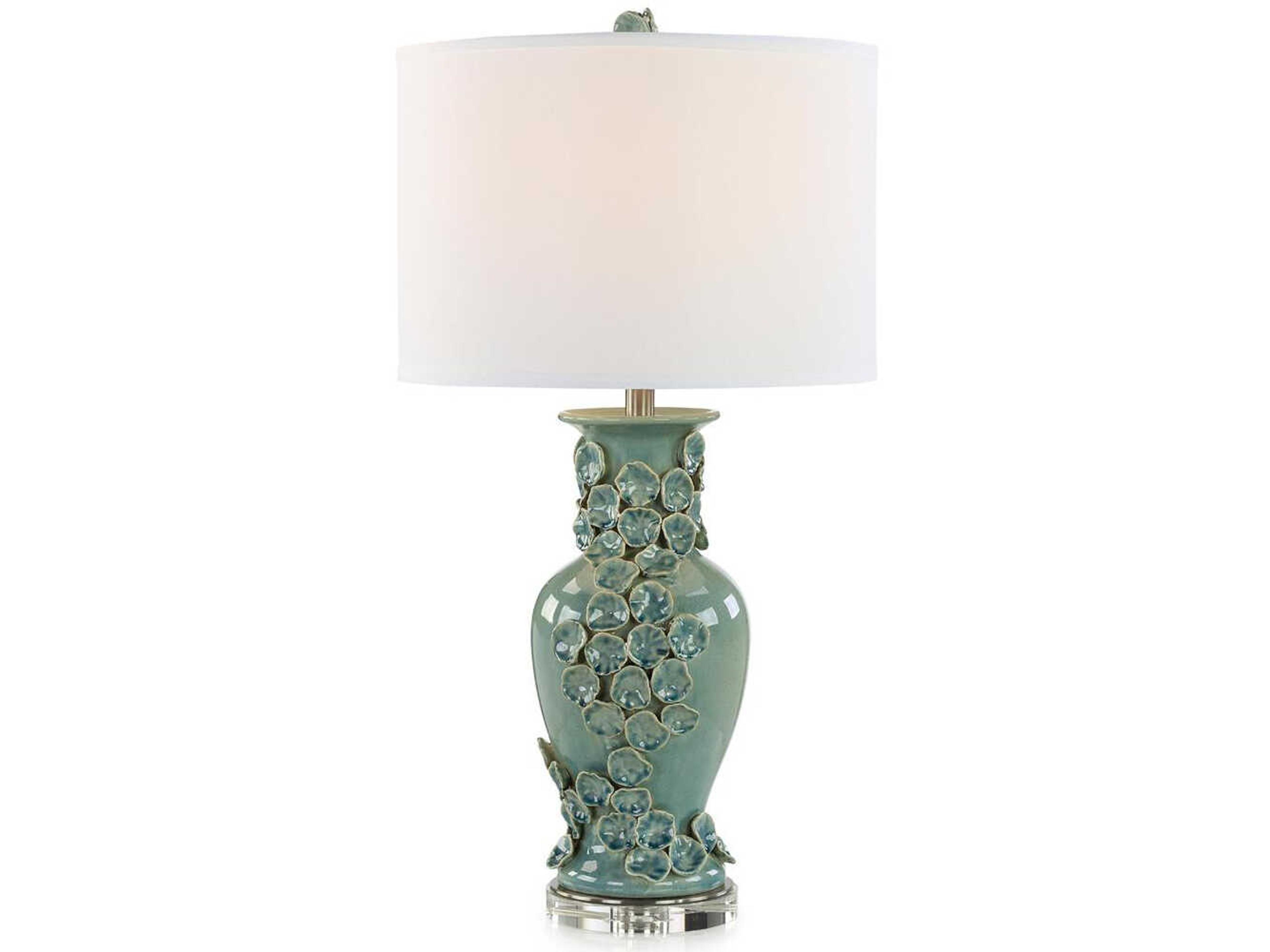 Kai Blue Green White Linen Buffet Lamp