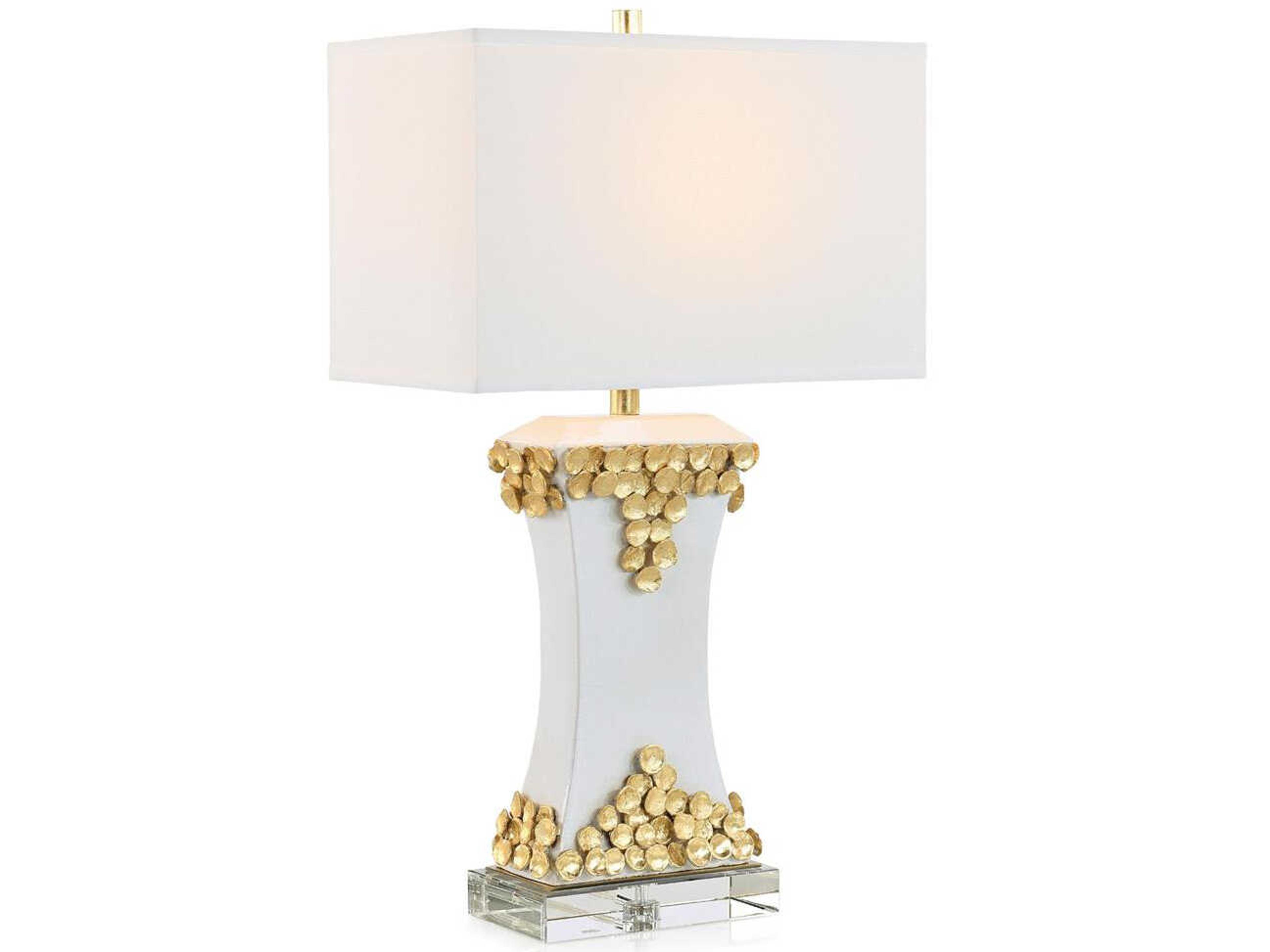 John Richard Nadia White Gold Linen Buffet Lamp