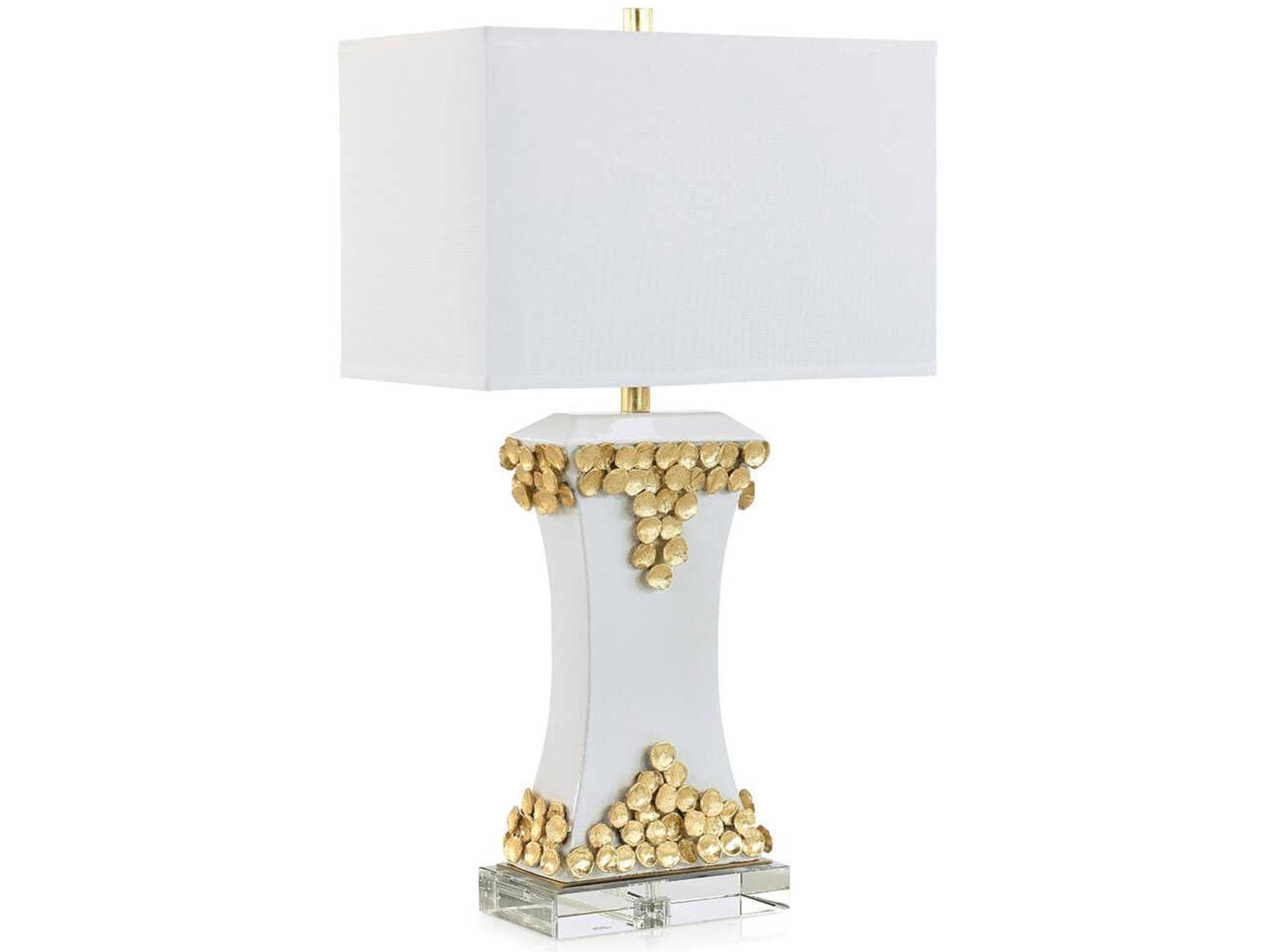 John Richard Nadia White Gold Linen Buffet Lamp