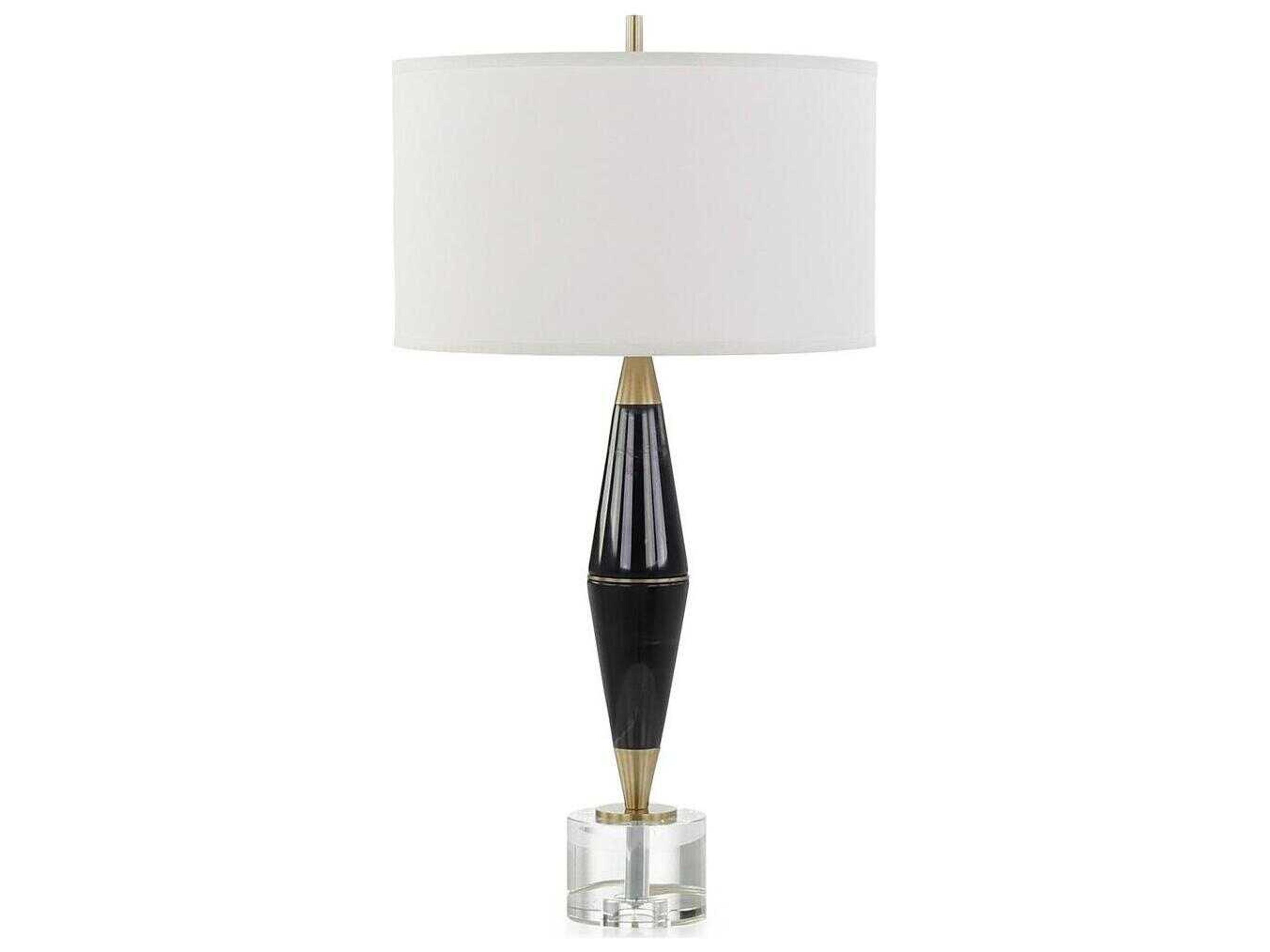 John Richard Dietrich Black White Linen Buffet Lamp