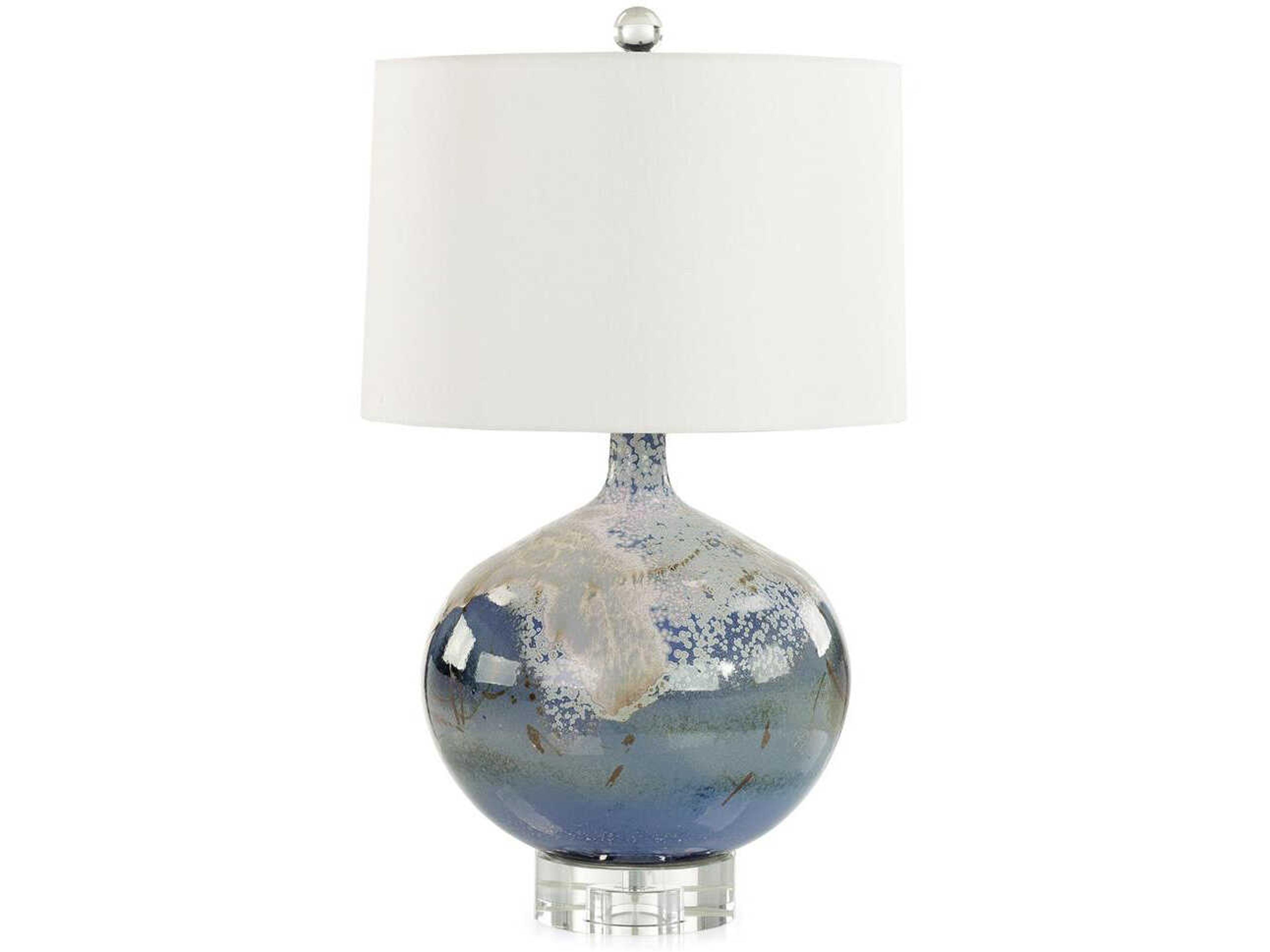 John Richard Elodie Aged White Blue Buffet Lamp