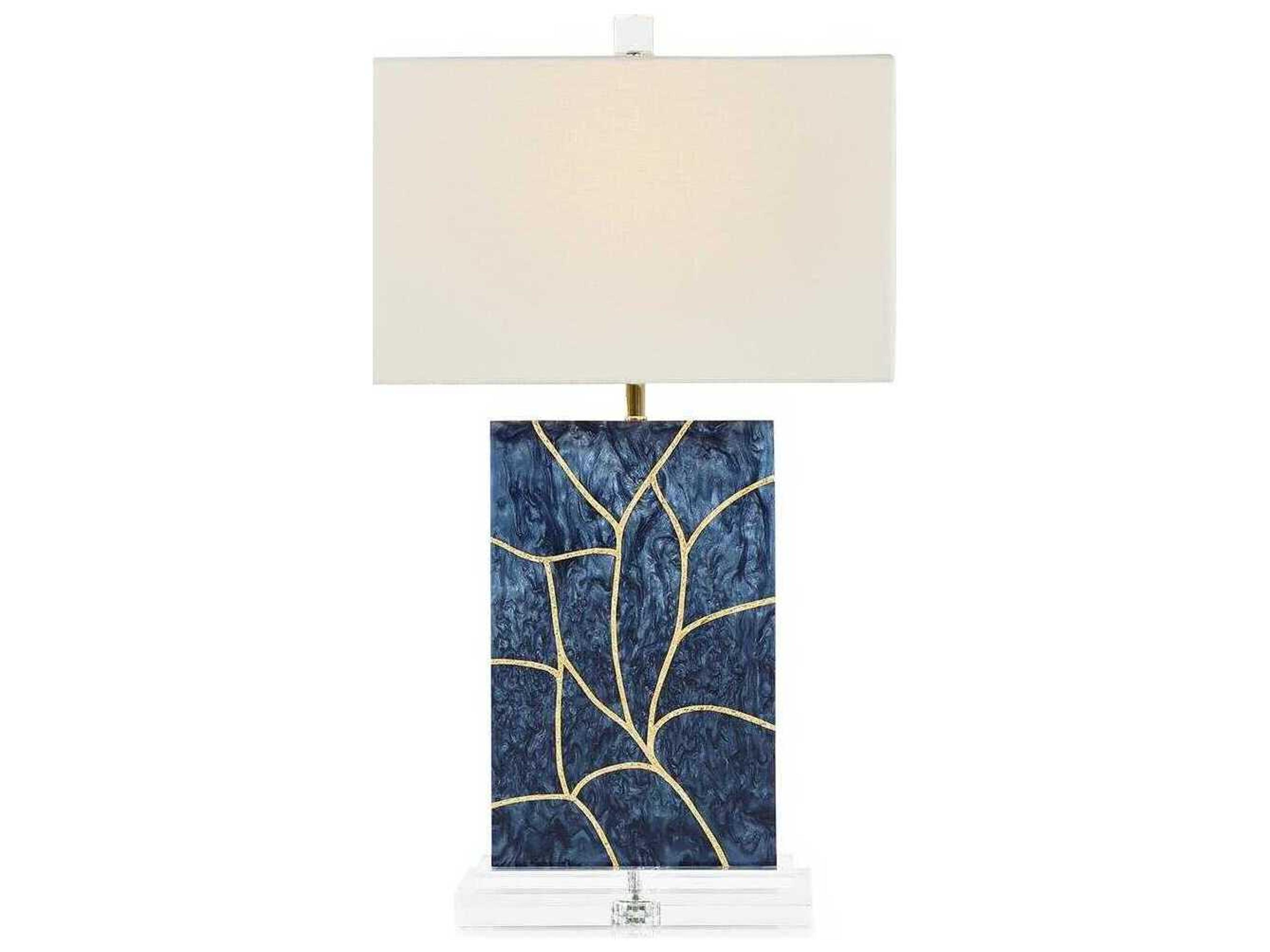 John Richard Astilla Polished Brass Blue Buffet Lamp