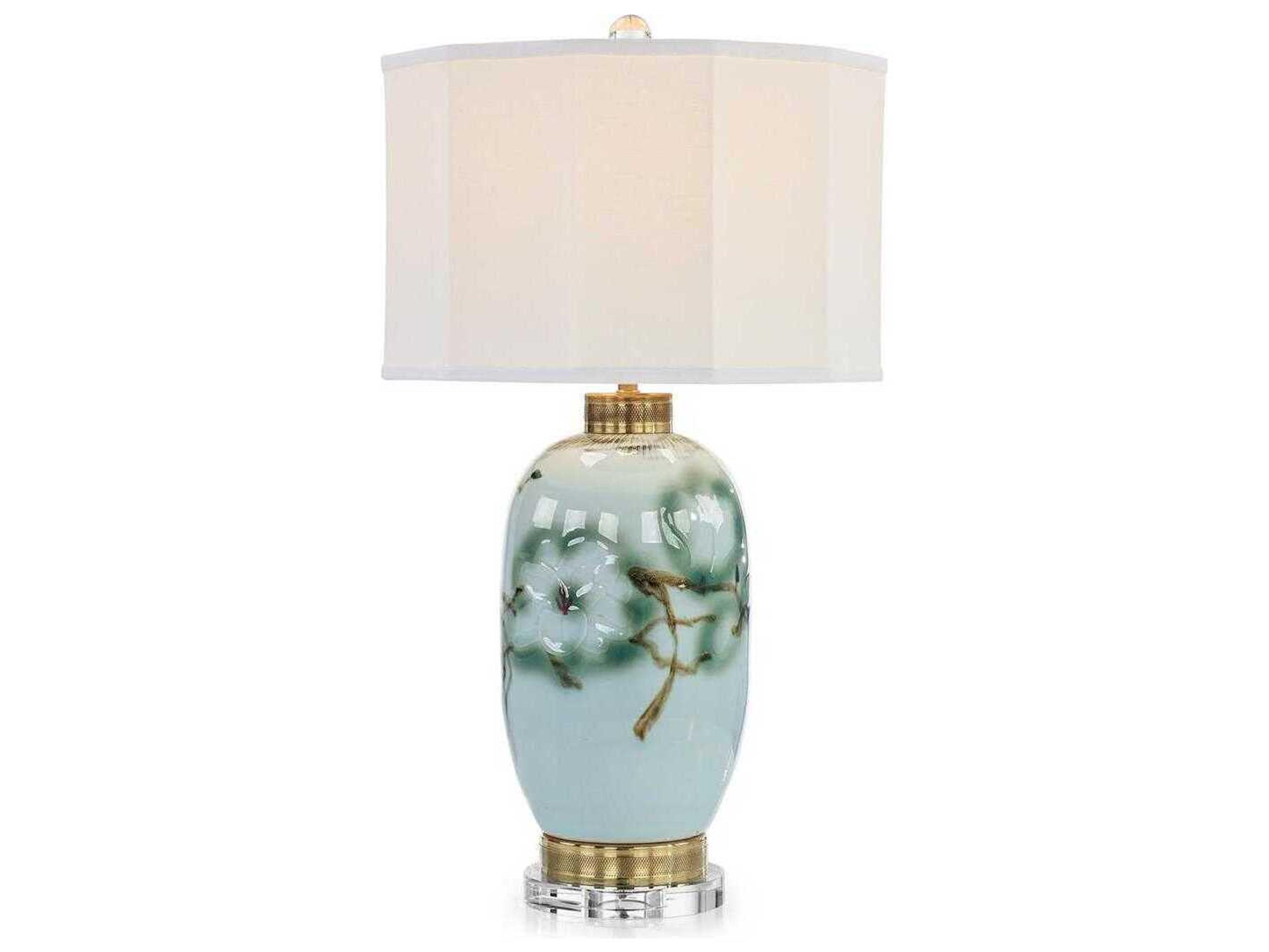 John Richard Prodo Hand Painted Green Brown Traditional Buffet Lamp