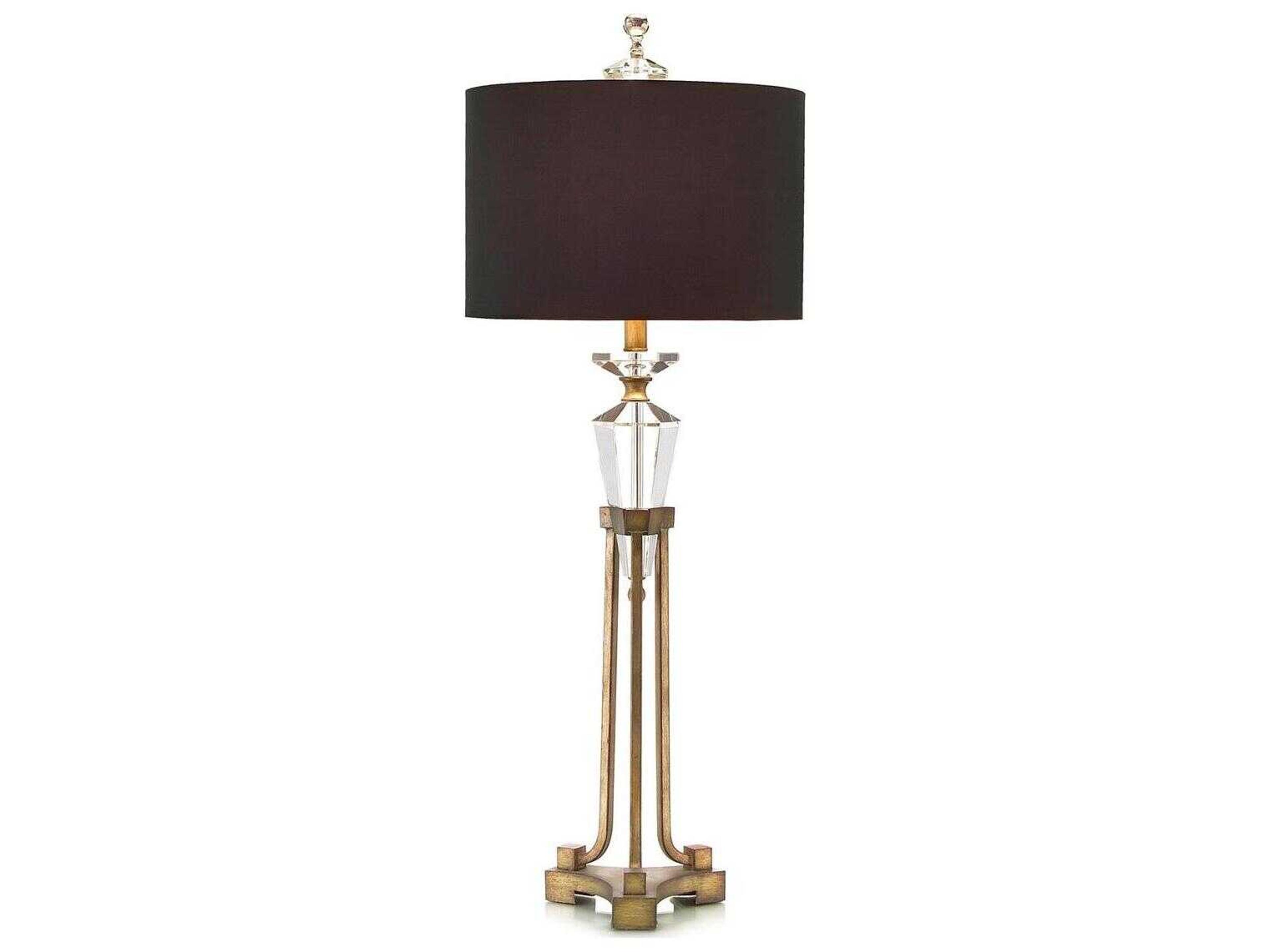 Faceted Lamps Antique Brass Black Buffet Lamp