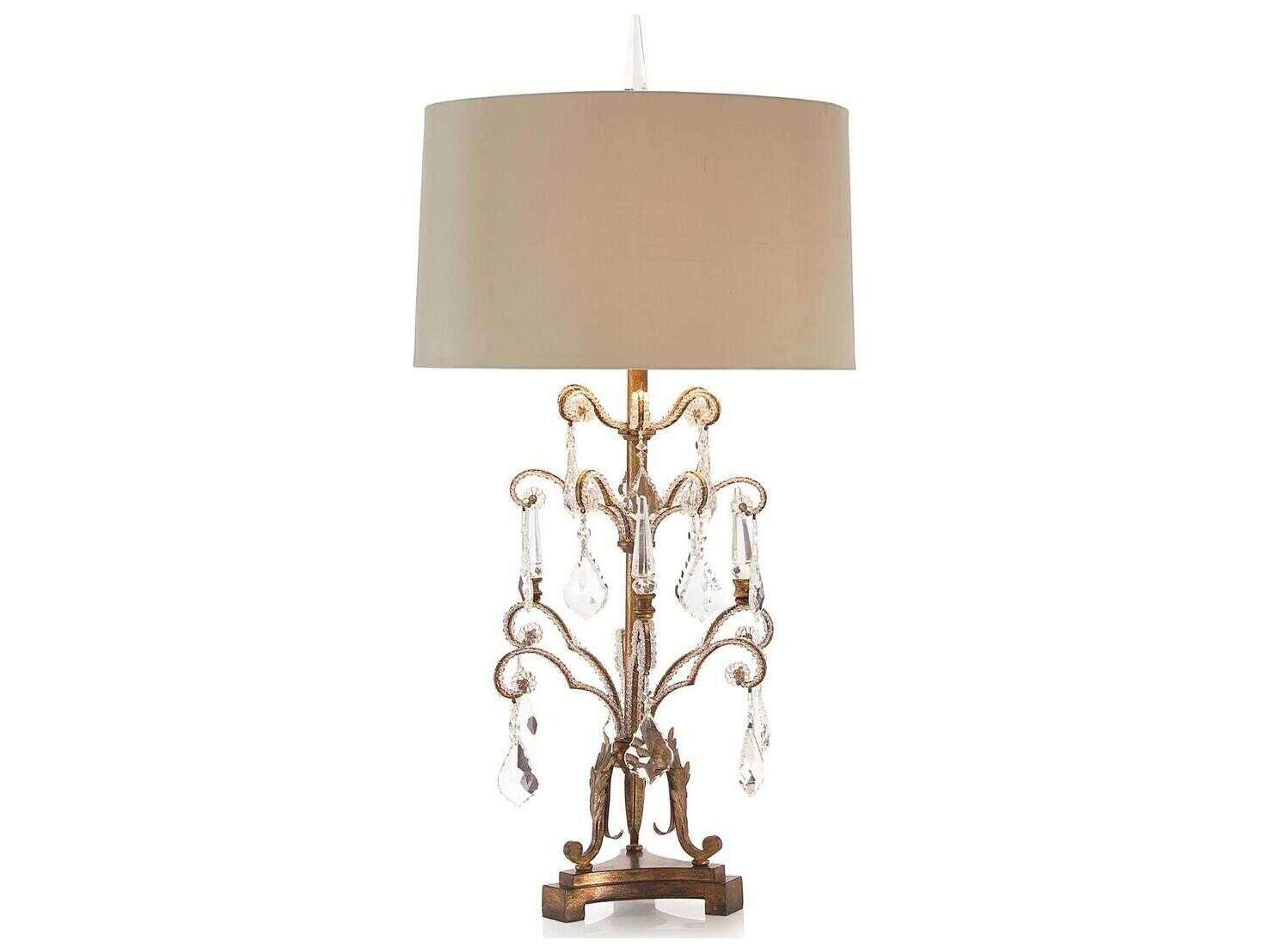 French Girandole Walnut And Gray Crystal Glass Buffet Lamp