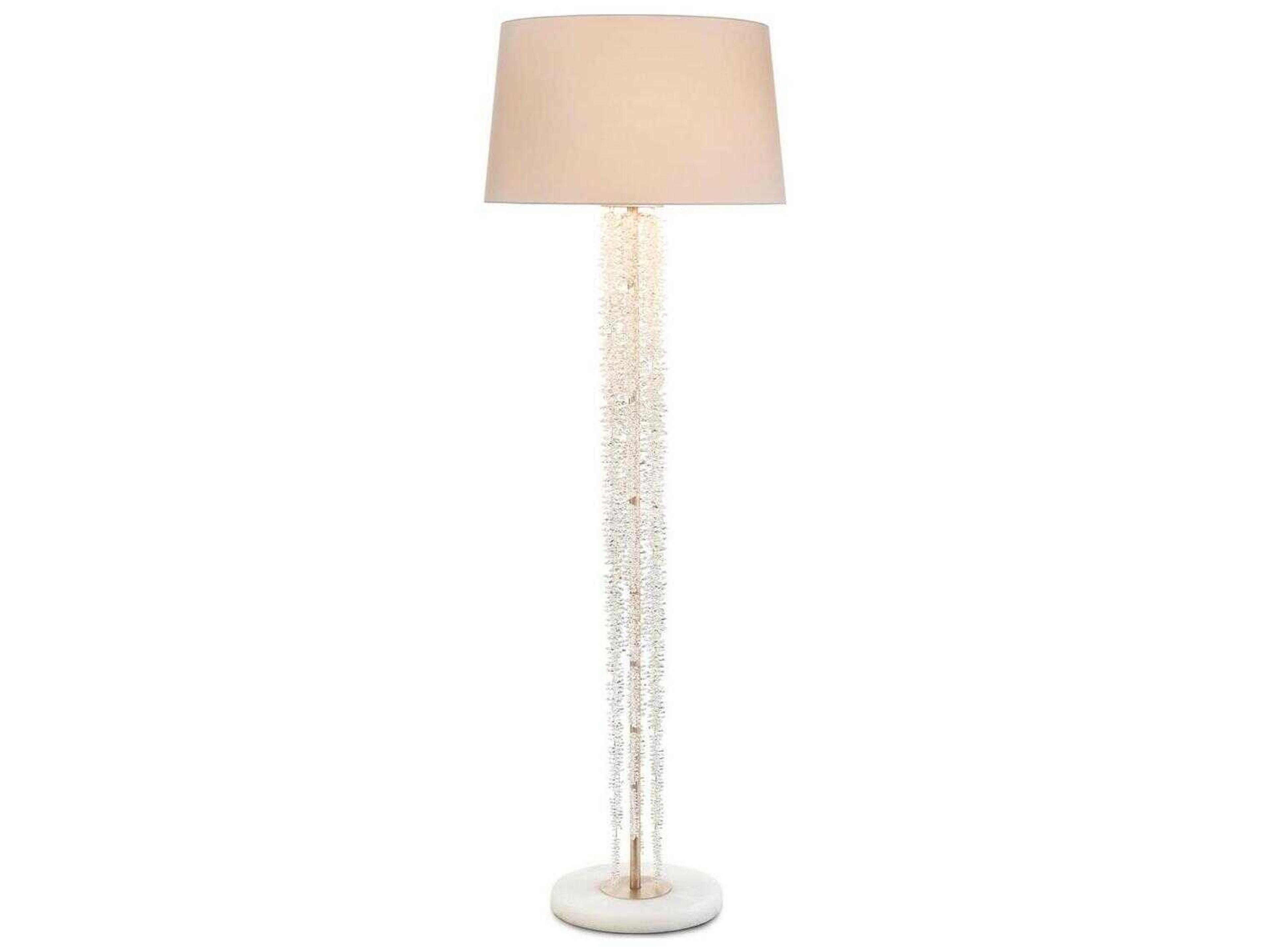 Cascading Crystal Waterfall Antique Silver Floor Lamp