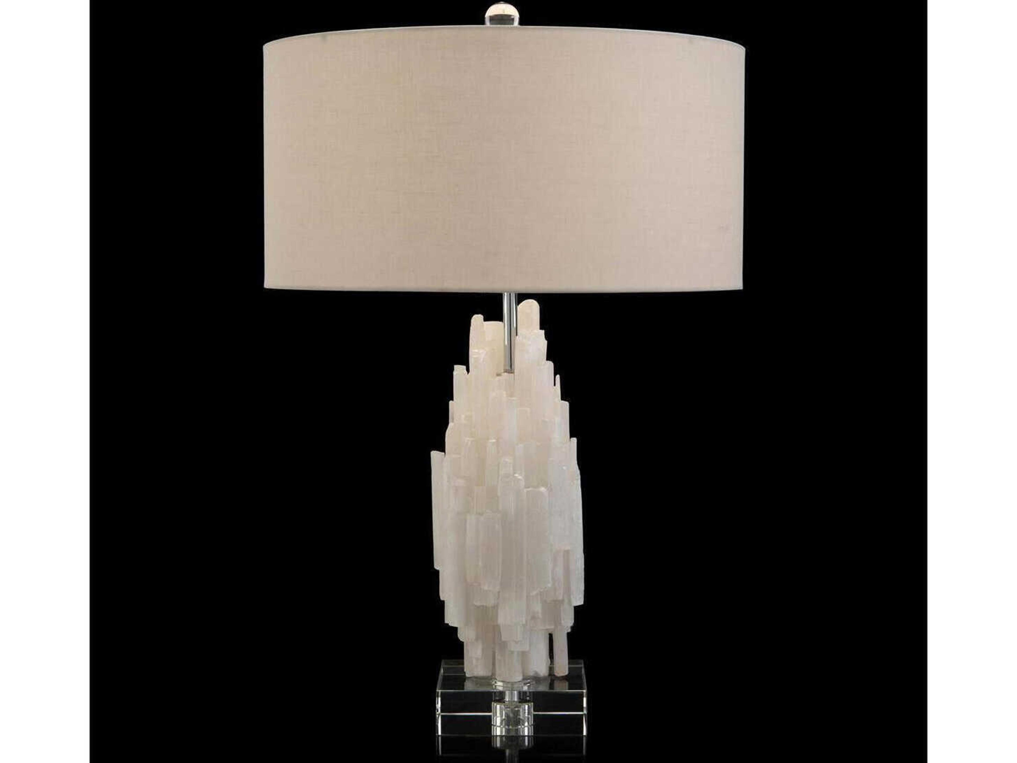 Tiered Selenite White Crystal Buffet Lamp