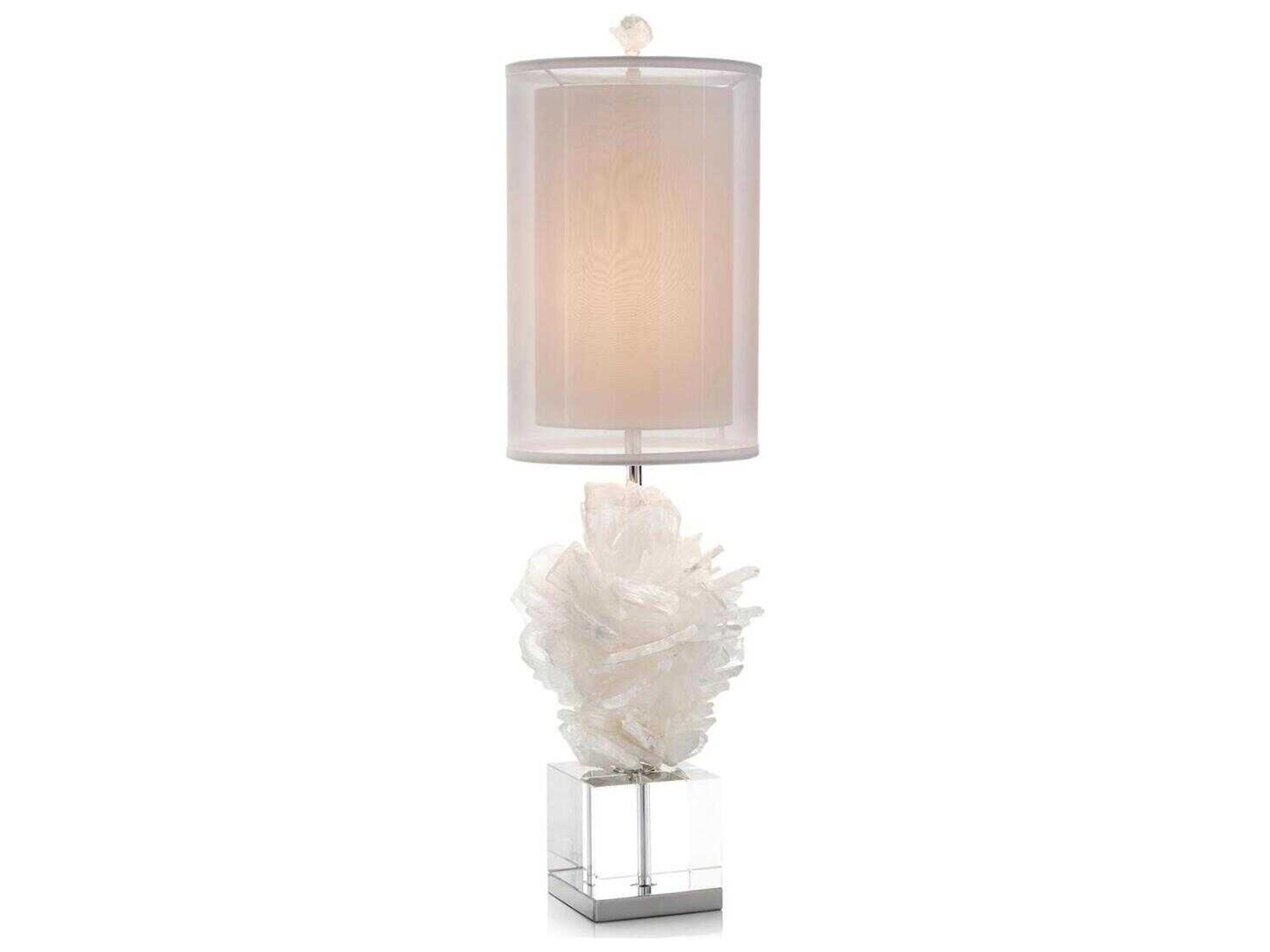 Celene Clear Selenite White Crystal Buffet Lamp