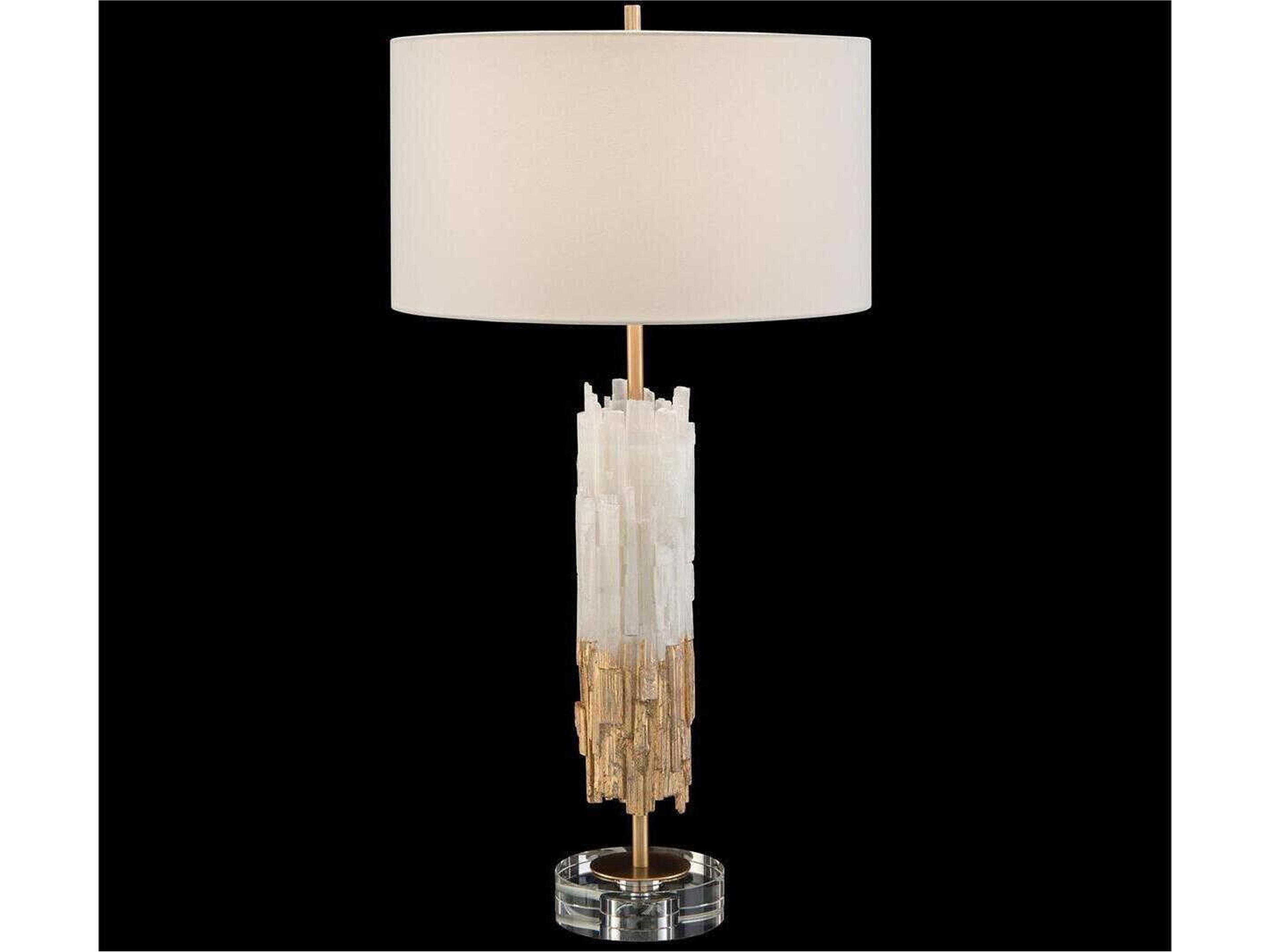 Selenite Gold Crystal Buffet Lamp