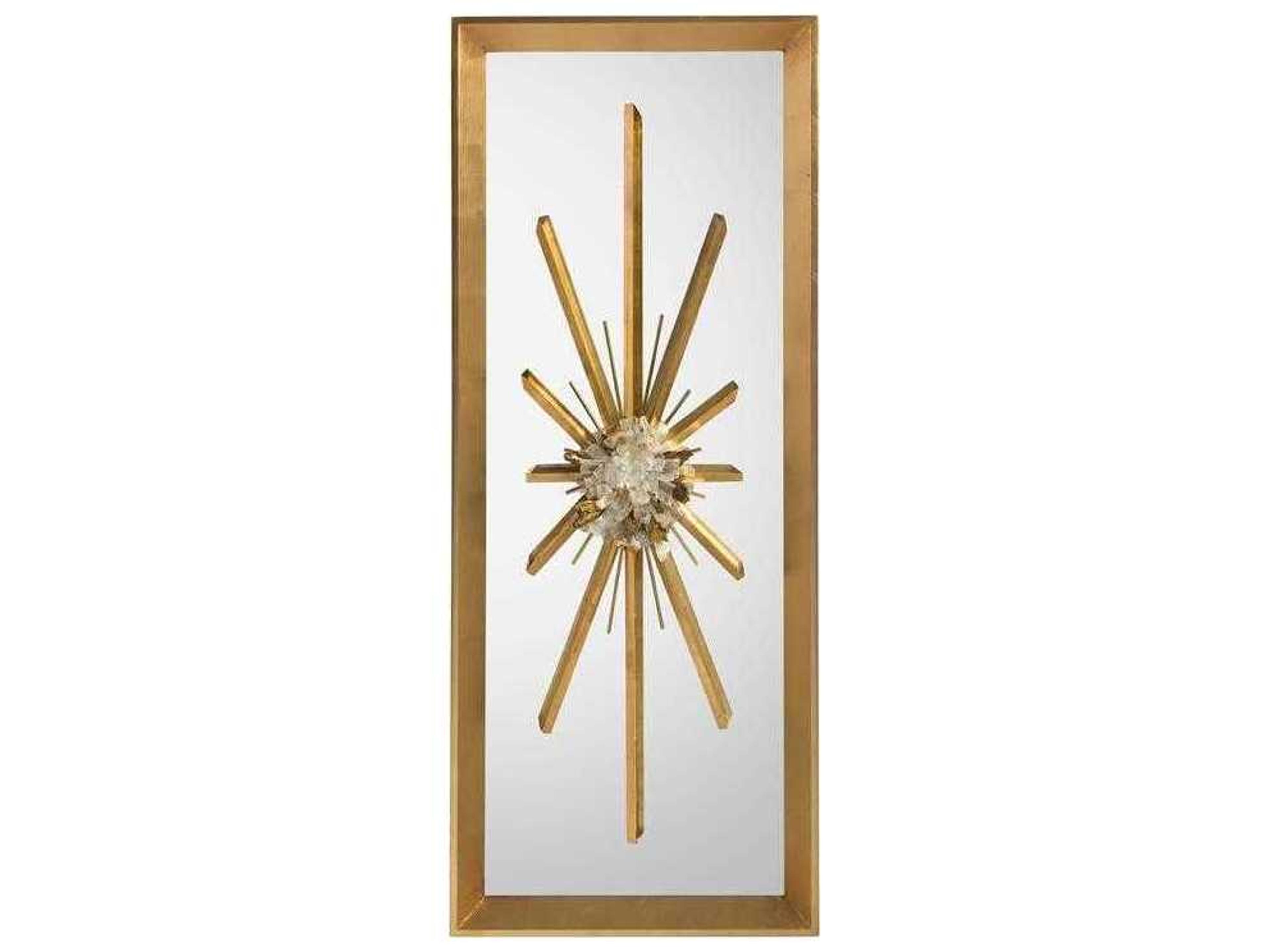 John Richard Crystal Burst Gold Rectangular Wall Mirror