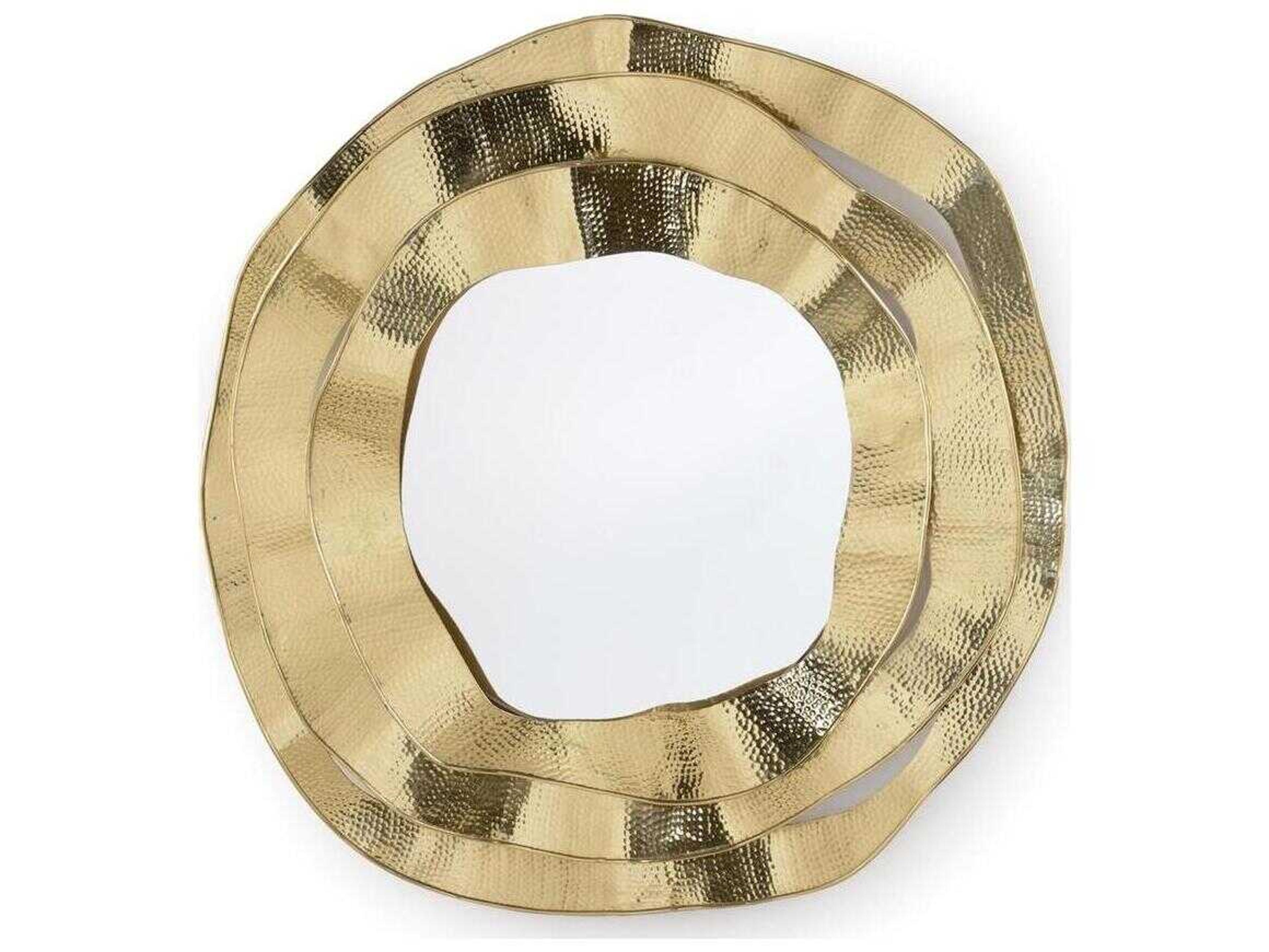 John Richard Ripple Brass Brass Round Wall Mirror