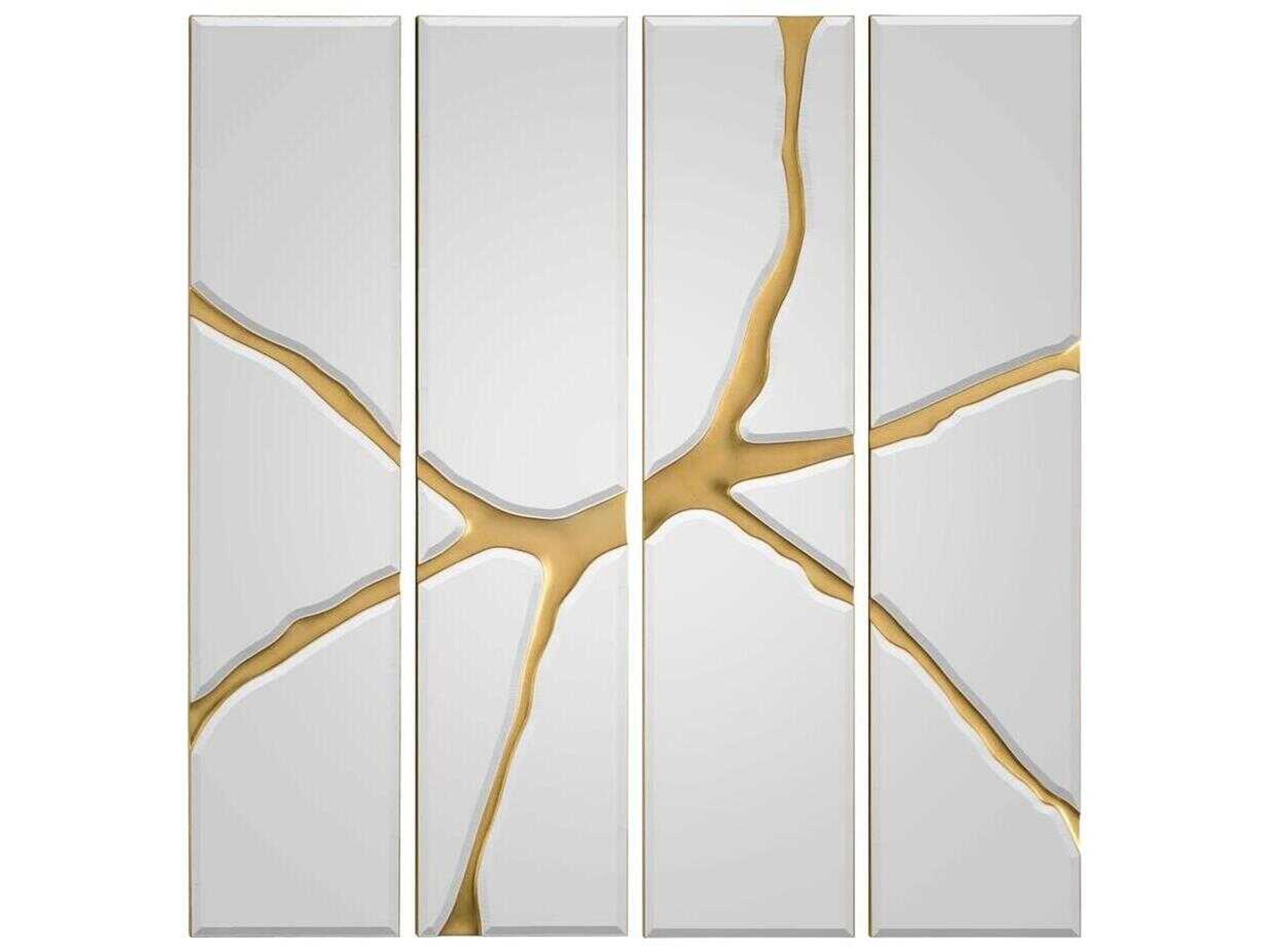 Ravine Quartet Mirror Panels in Exotic Gold Finish