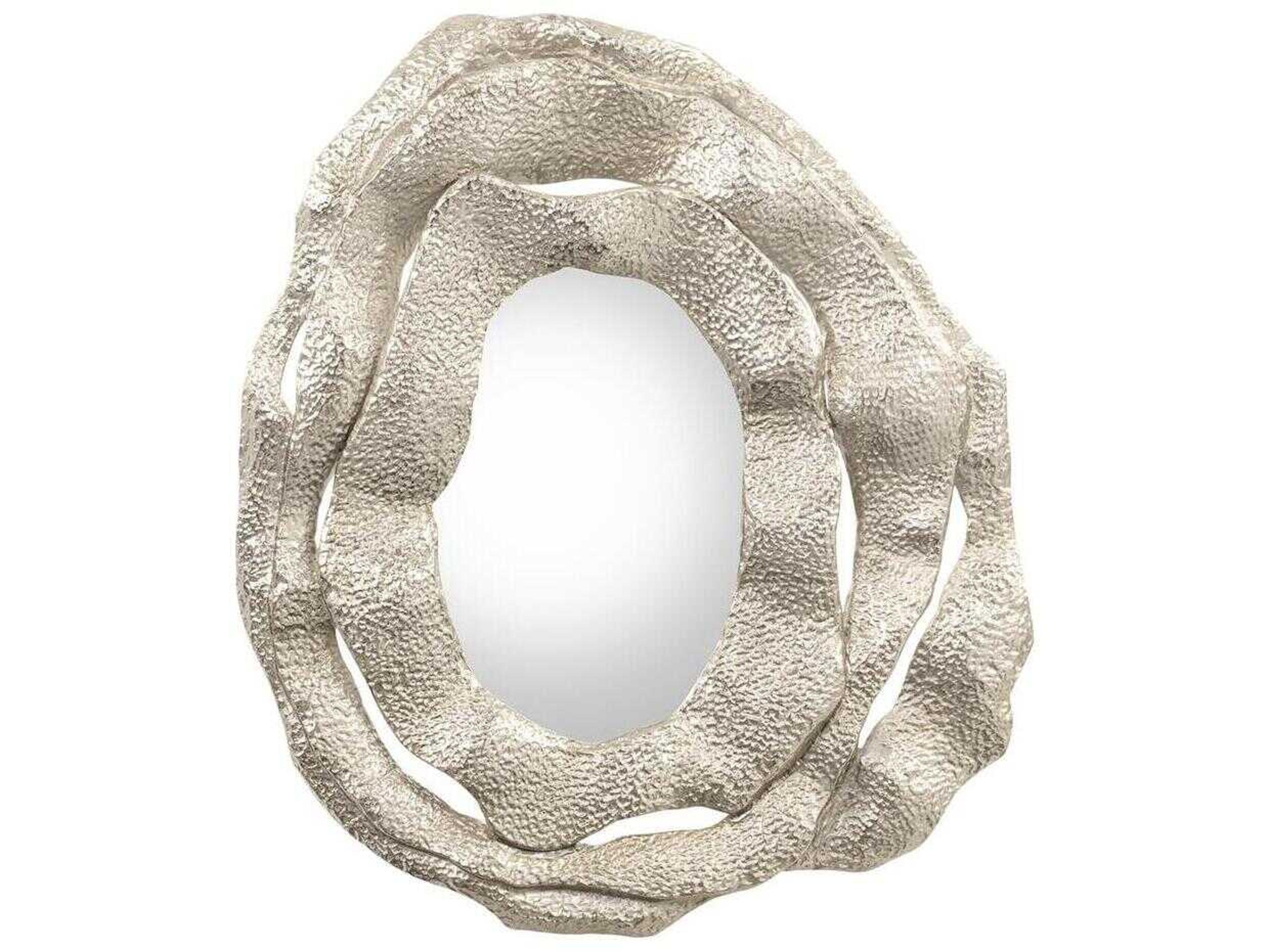 Brutalist Nickel Oval Wall Mirror
