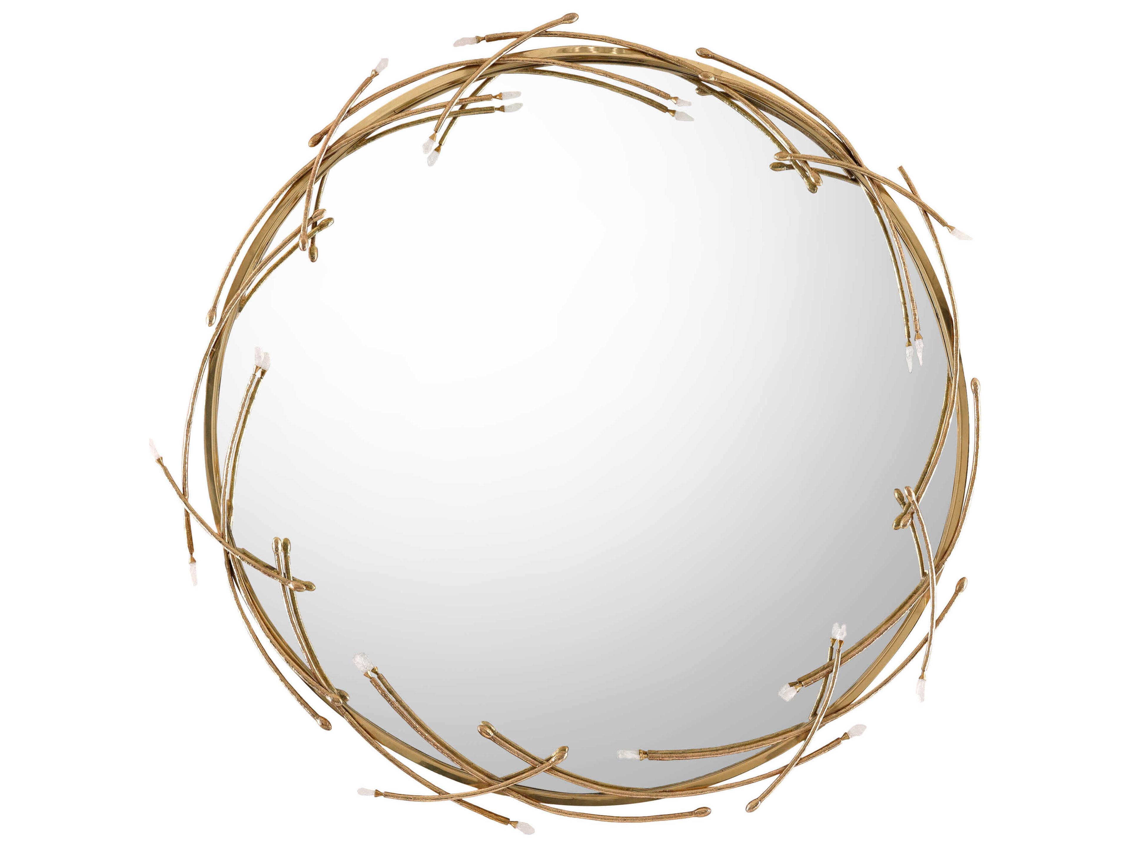 John Richard Entrata Polished Brass Round Wall Mirror