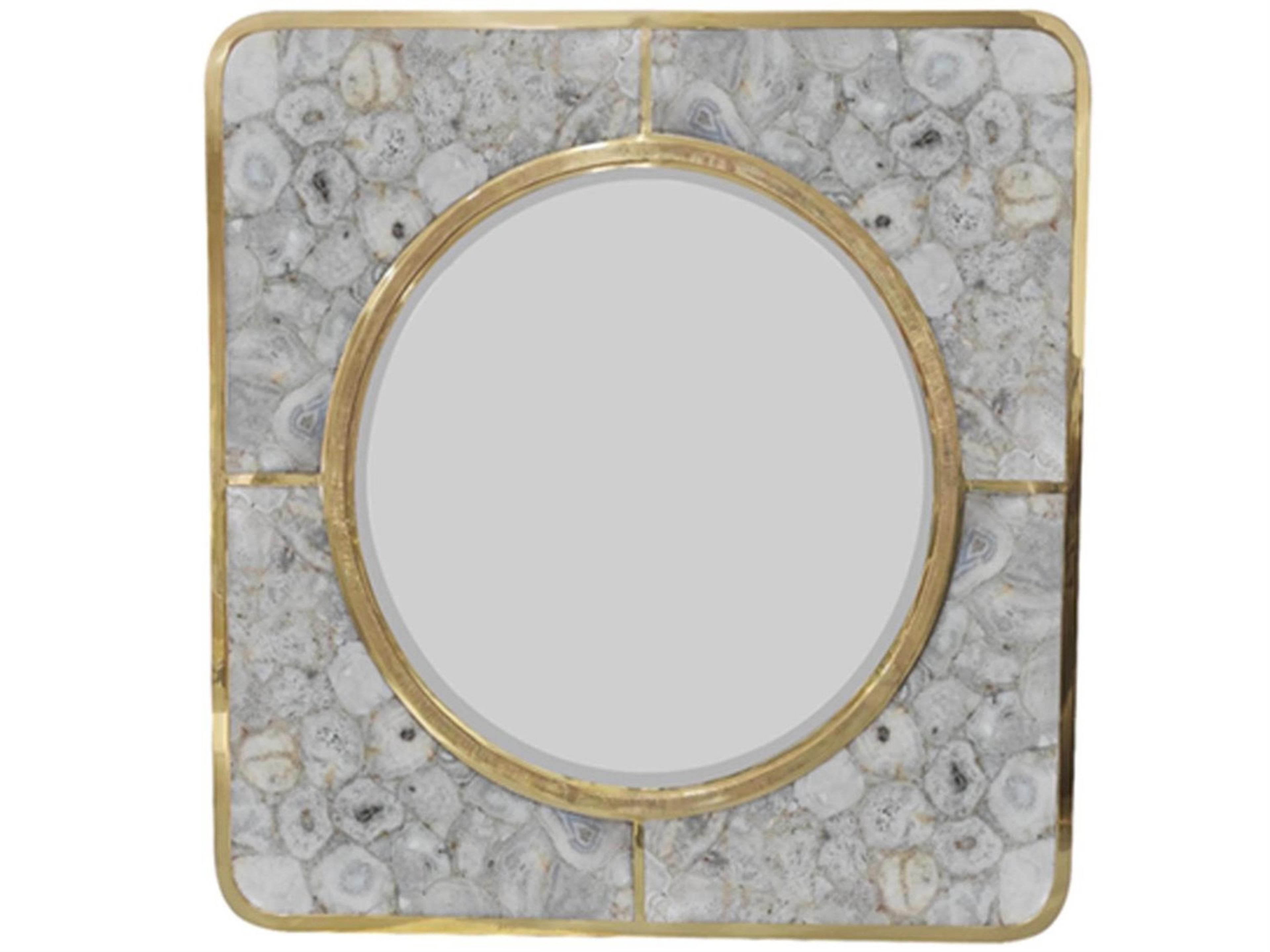 John Richard Sonora Polished Brass Square Wall Mirror