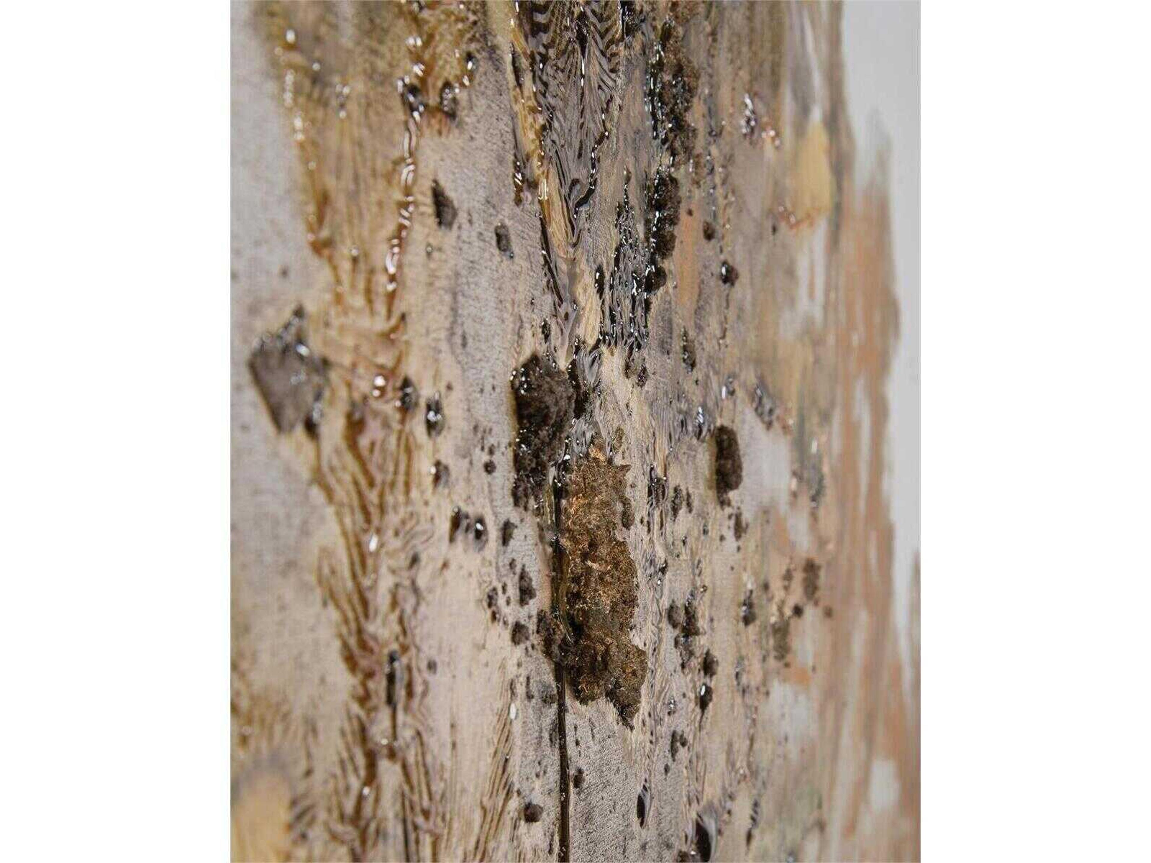 John Richard Abstract Chen Qi's Gilt And Charcoal Wall Painting