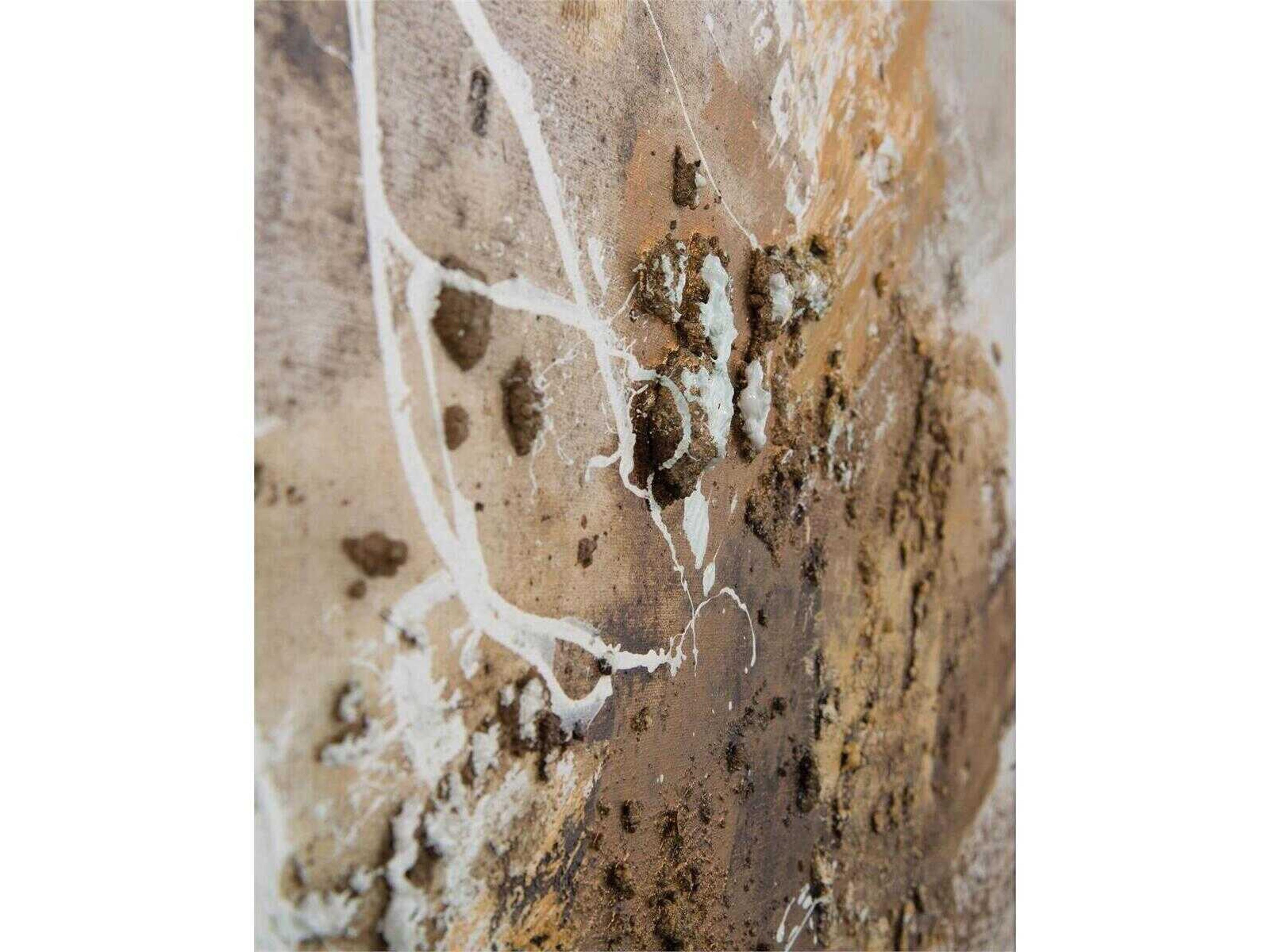 John Richard Abstract Chen Qi's Gilt And Charcoal Wall Painting