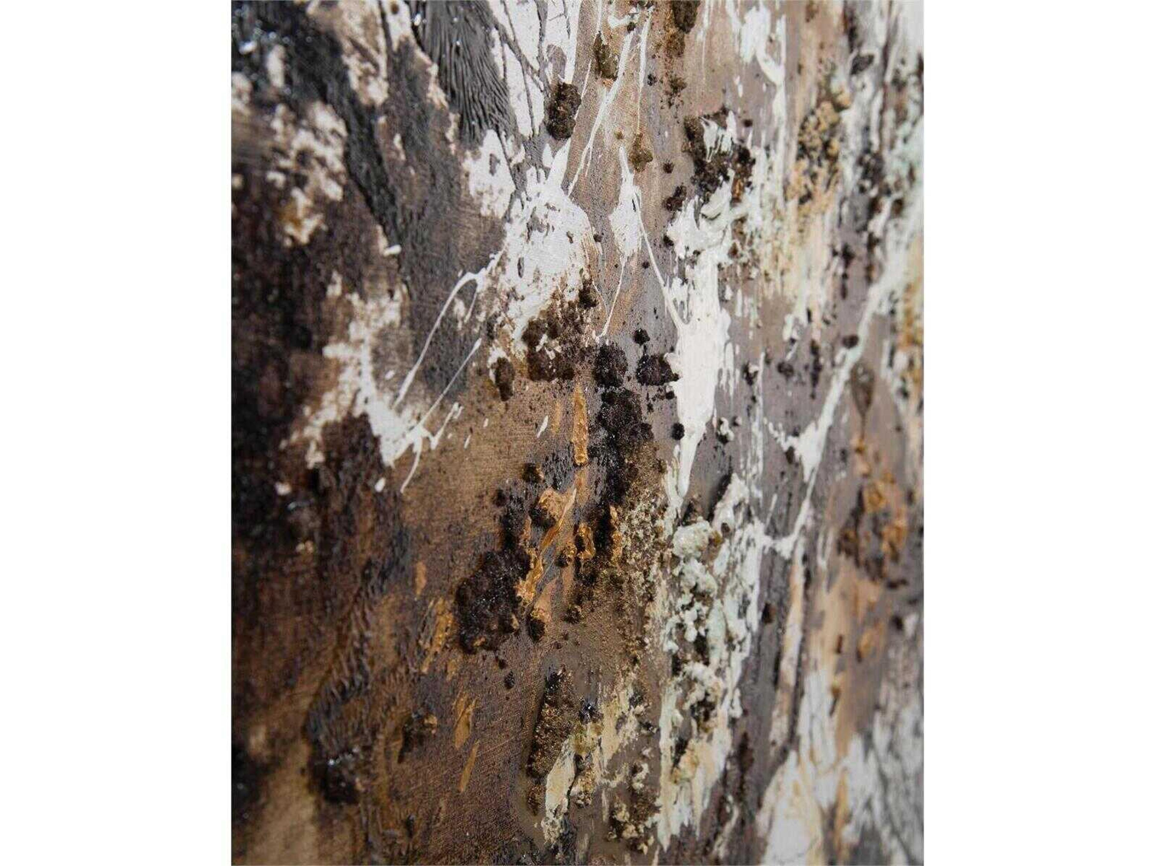 John Richard Abstract Chen Qi's Gilt And Charcoal Wall Painting