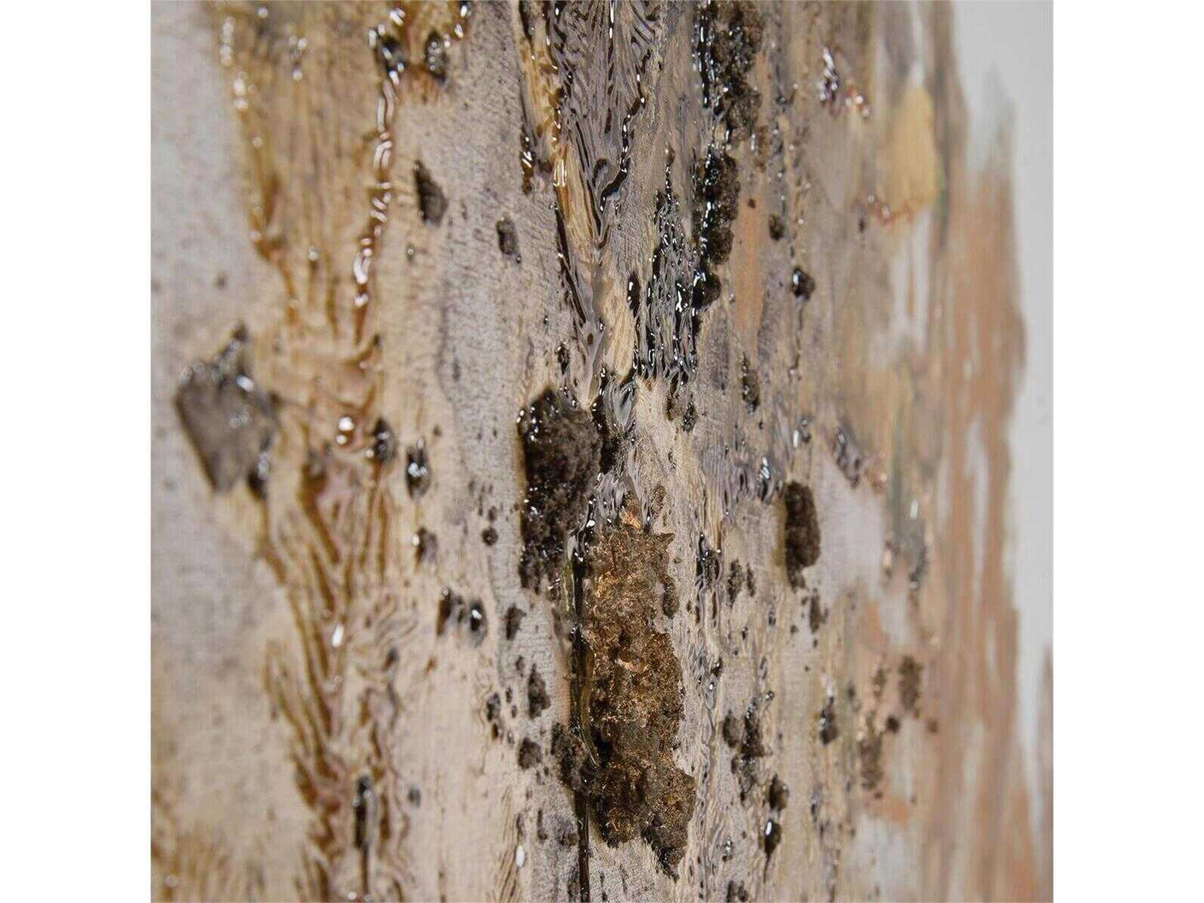 John Richard Abstract Chen Qi's Gilt And Charcoal Wall Painting