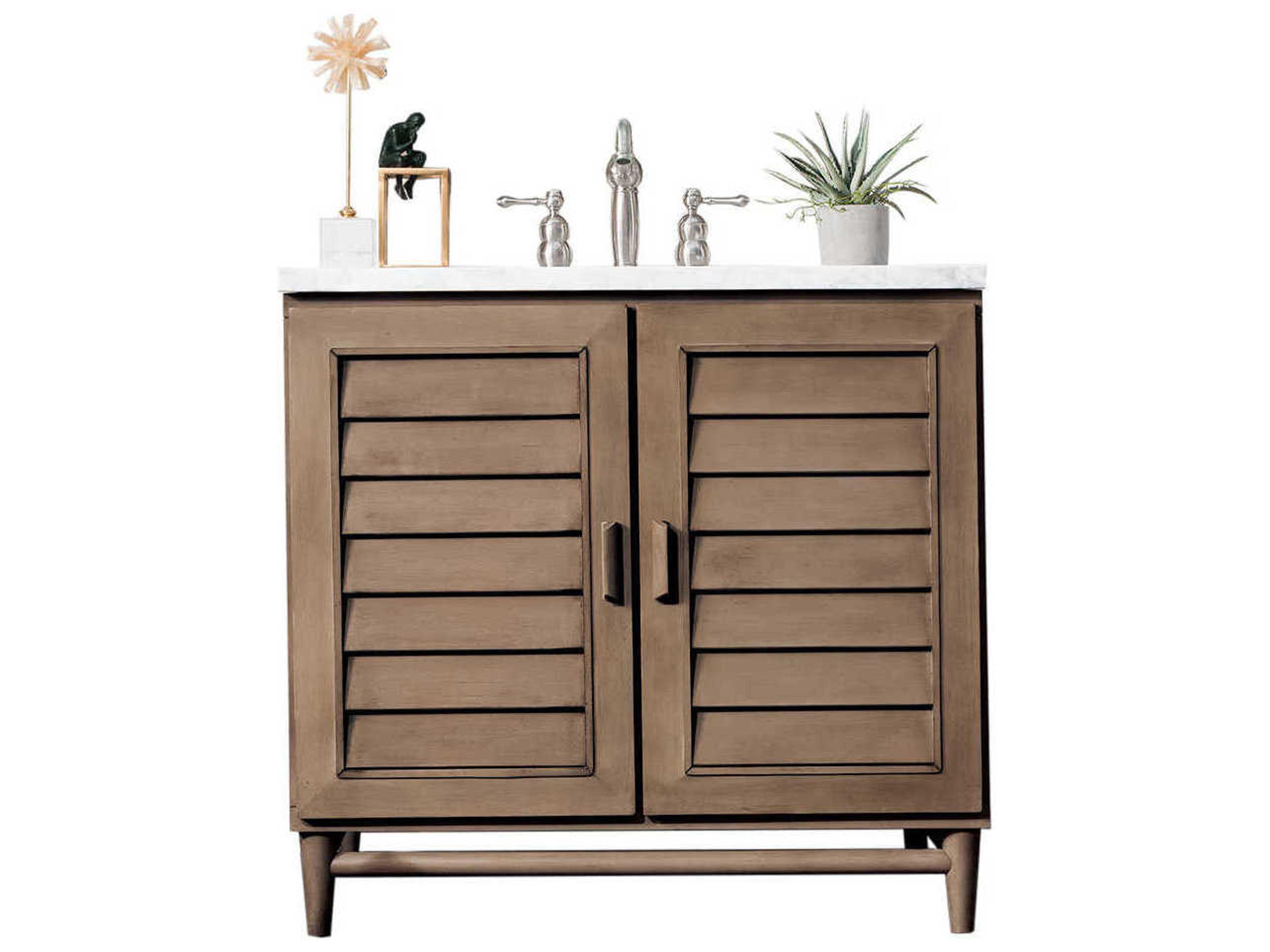 Portland 36 Inch Single Vanity Whitewashed Walnut Modern