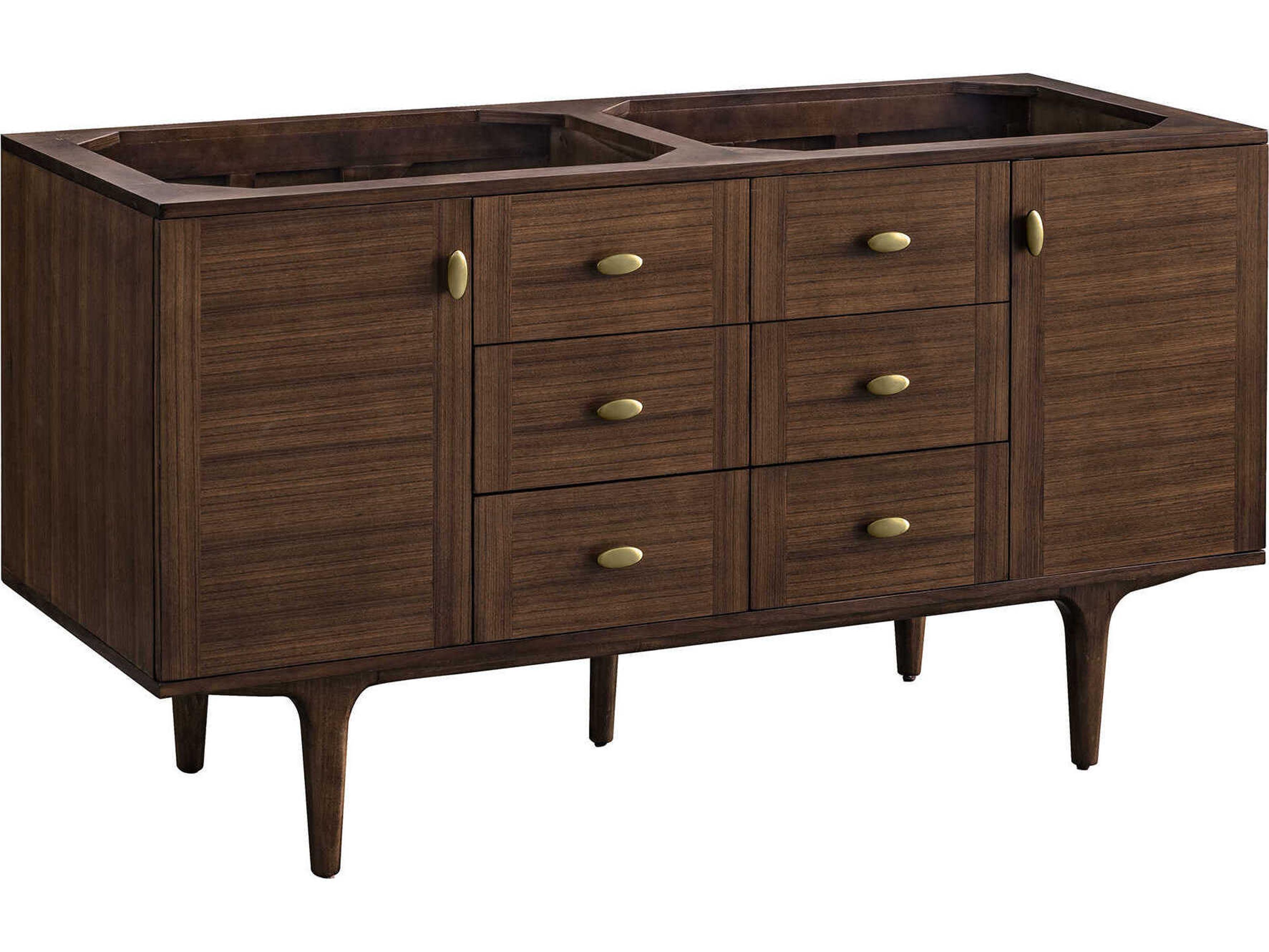 Furniture Amberly 60 Inch Double Vanity Mid-Century Walnut
