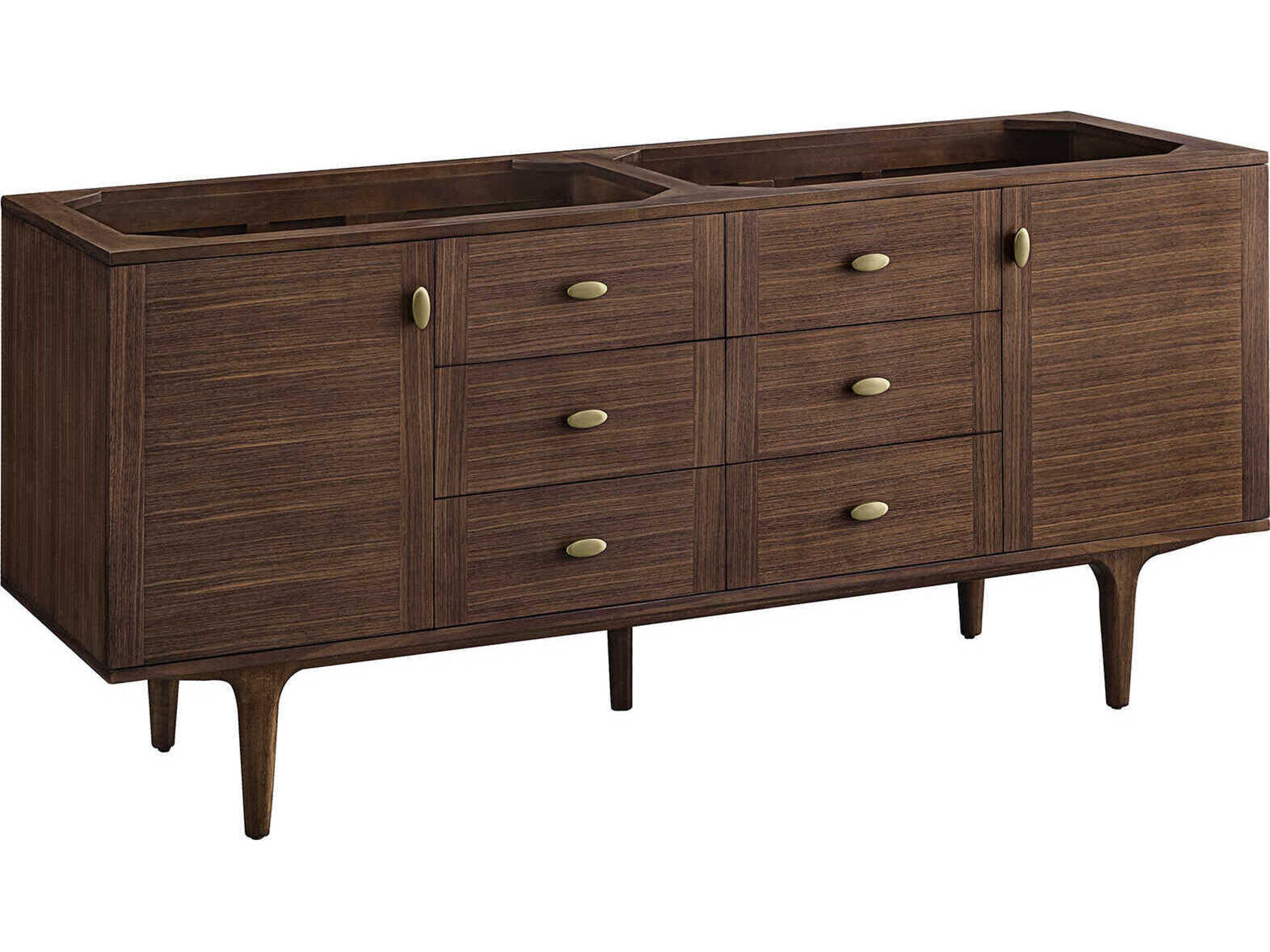 Furniture Amberly 72 Inch Double Vanity Mid-Century Modern Walnut