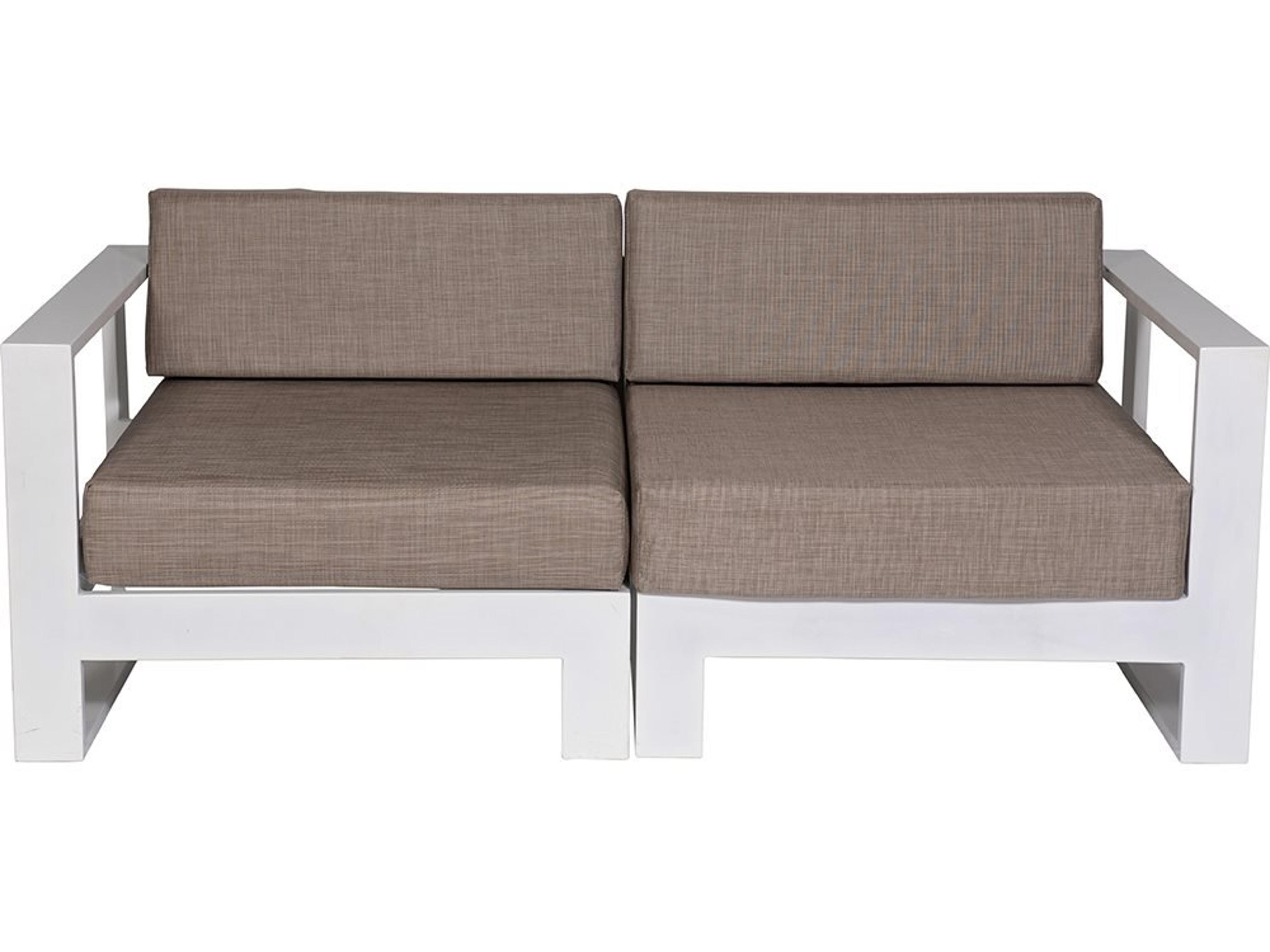 Aruba Aluminum White Loveseat in Cast Silver