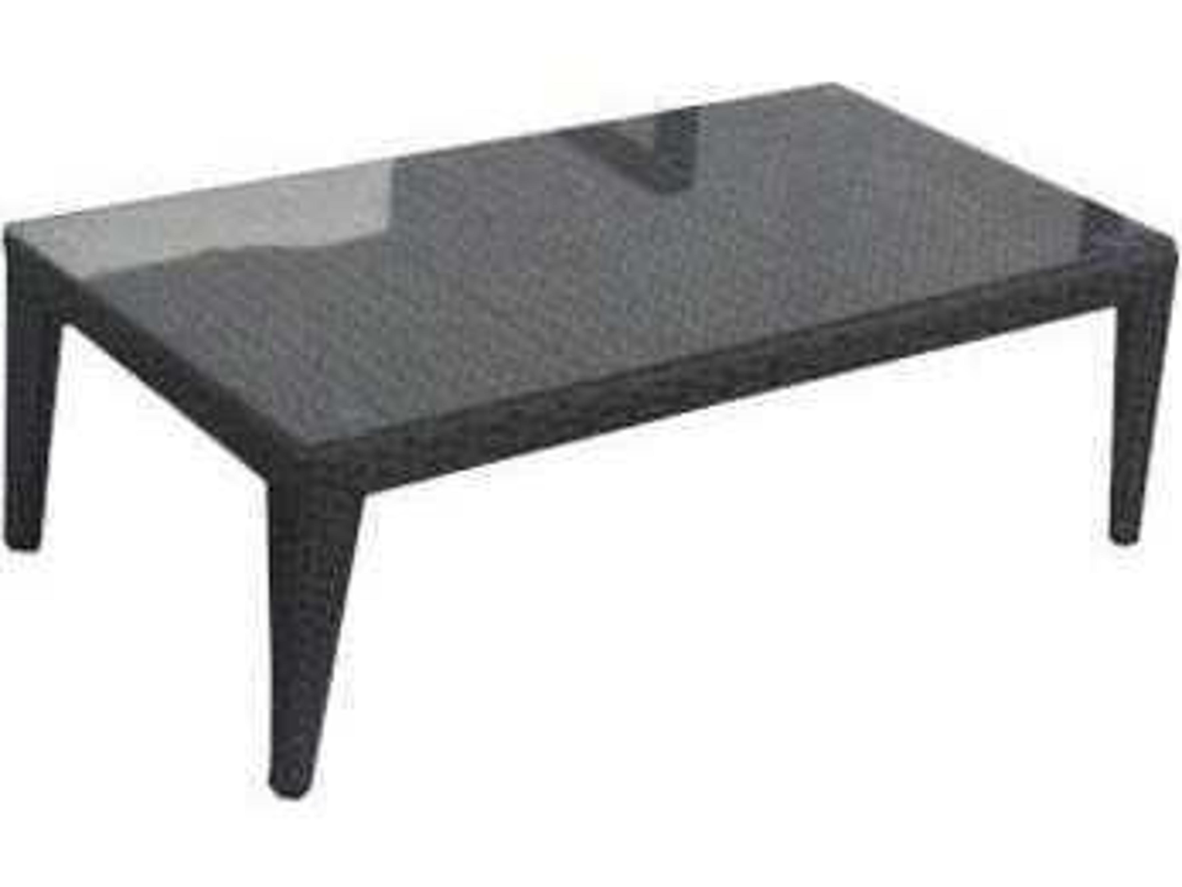 Sobe Deluxe Wicker Rectangular Glass Top Coffee Table