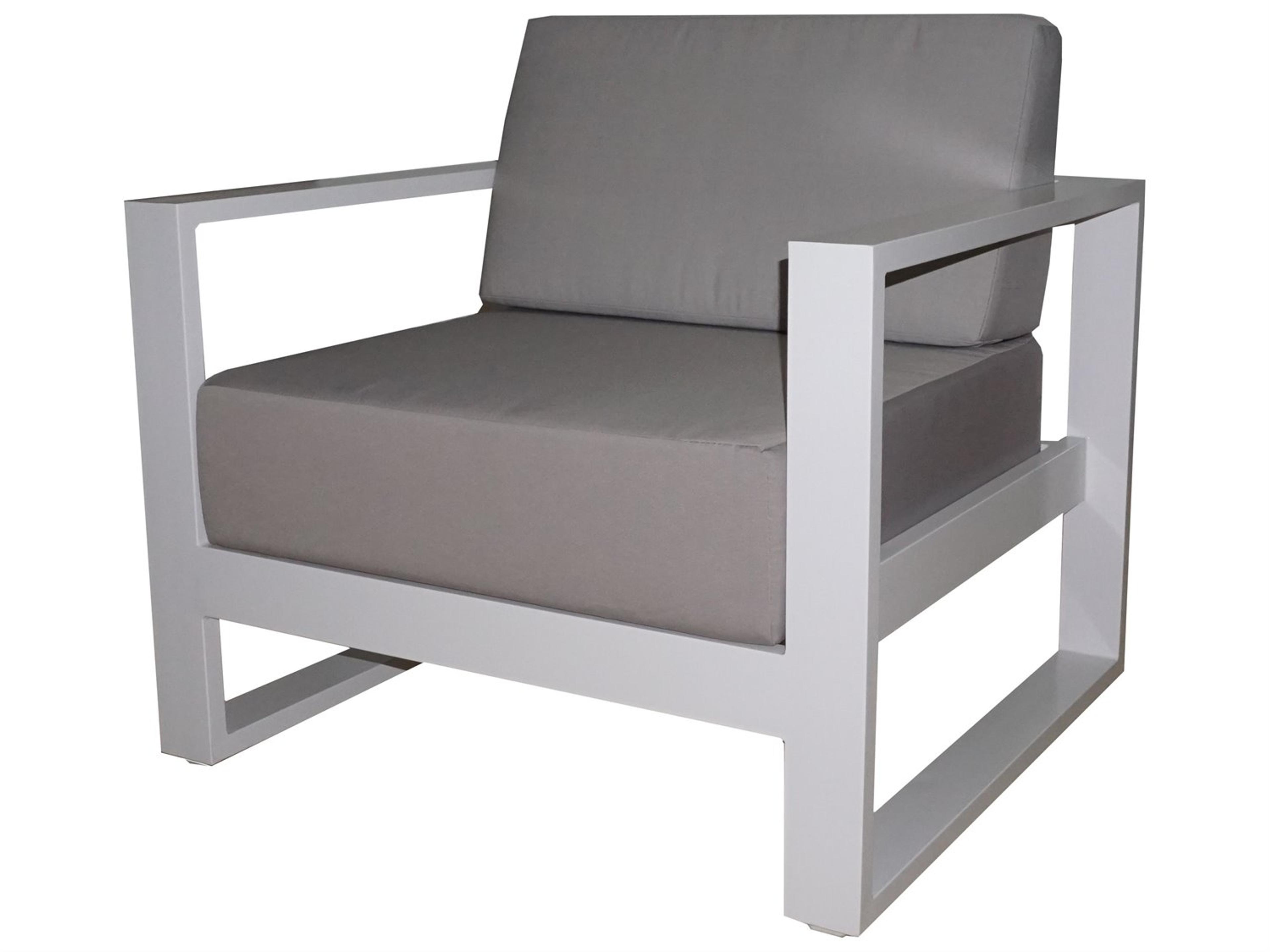 Aruba Sectional Regular Aluminum White Lounge Chair in Silver Acrylic