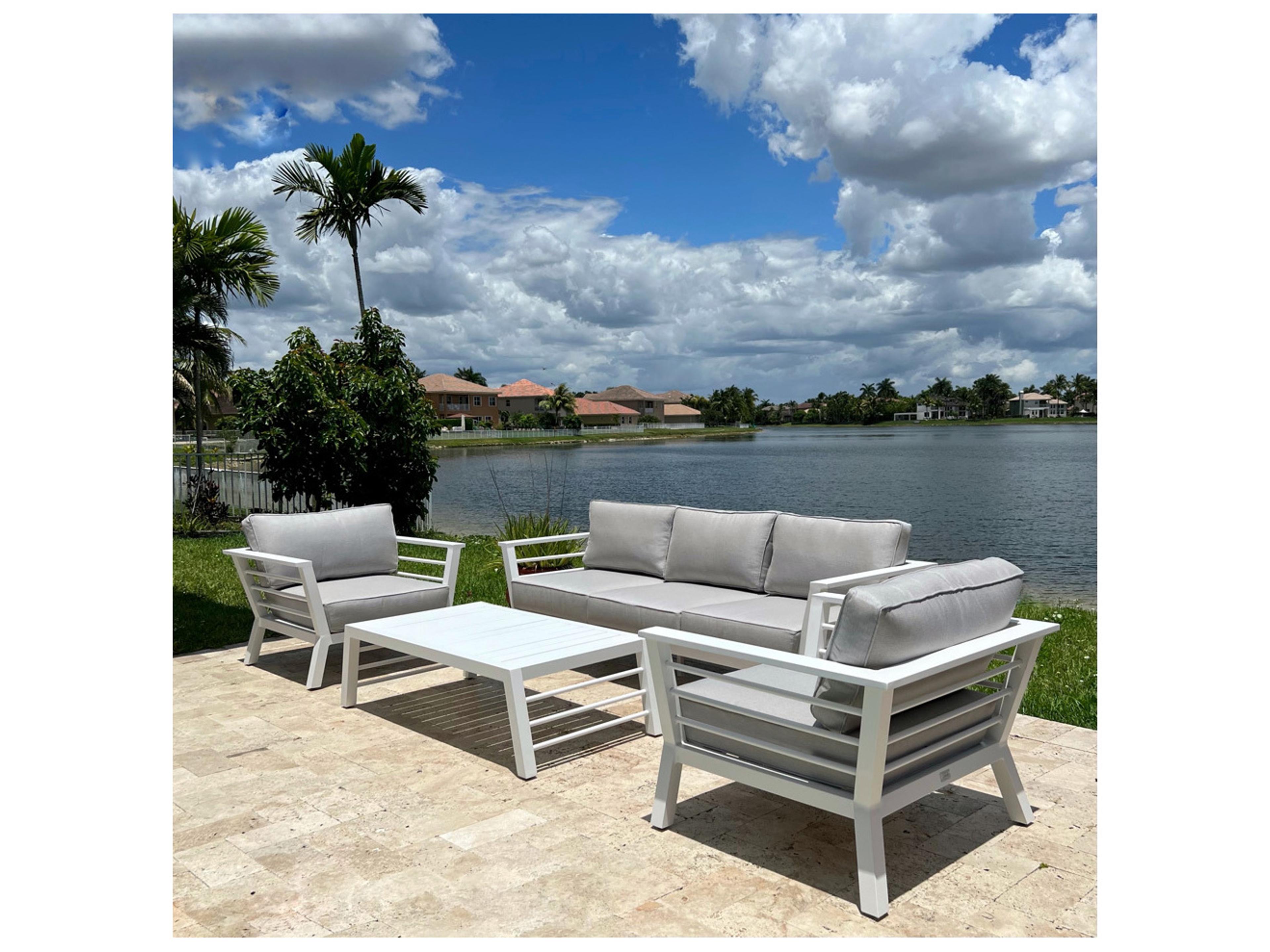 Paraiso Cushion Aluminum White Lounge Set
