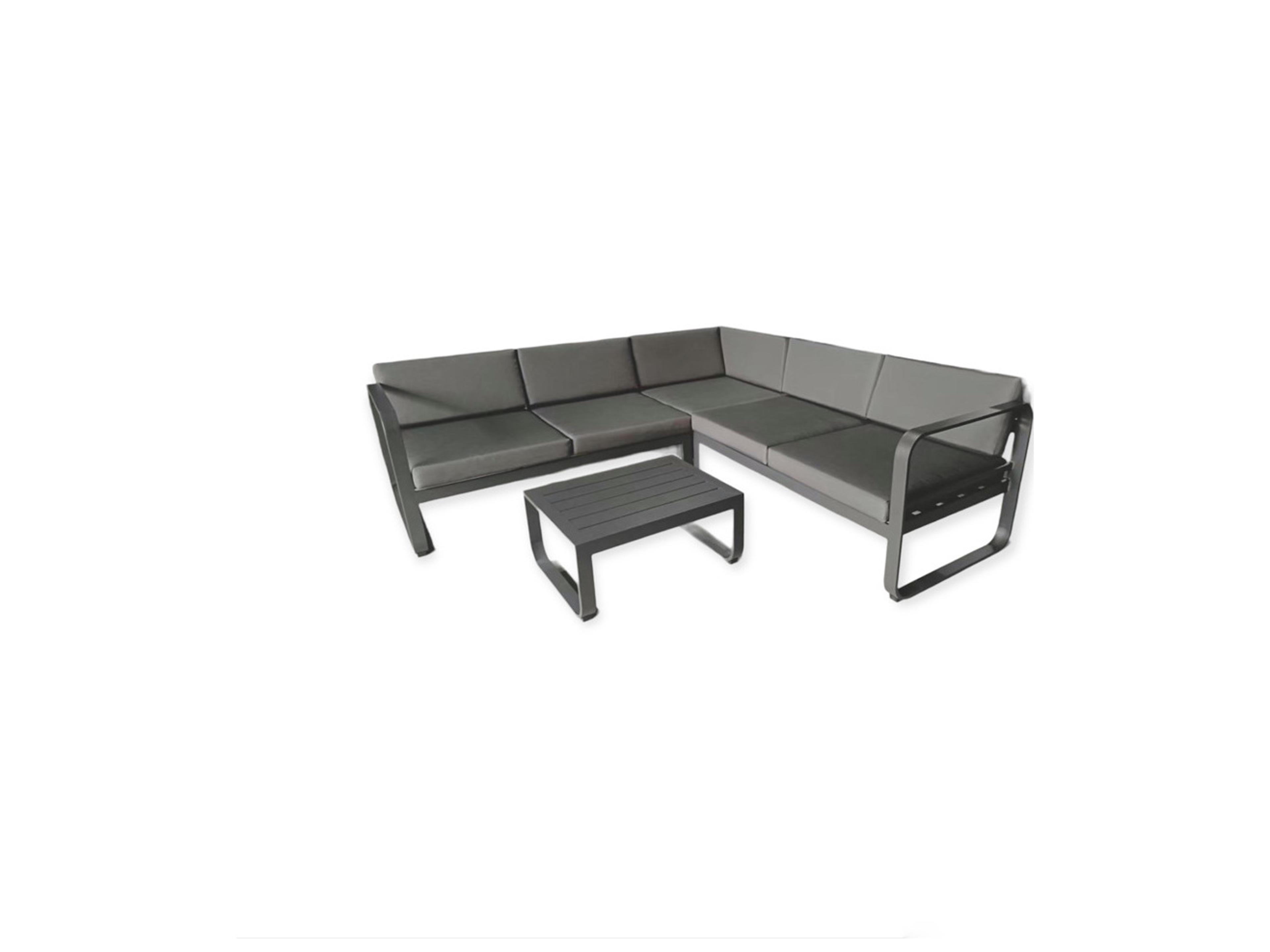 Bonaire Cushion Aluminum Charcoal Sectional Lounge Set