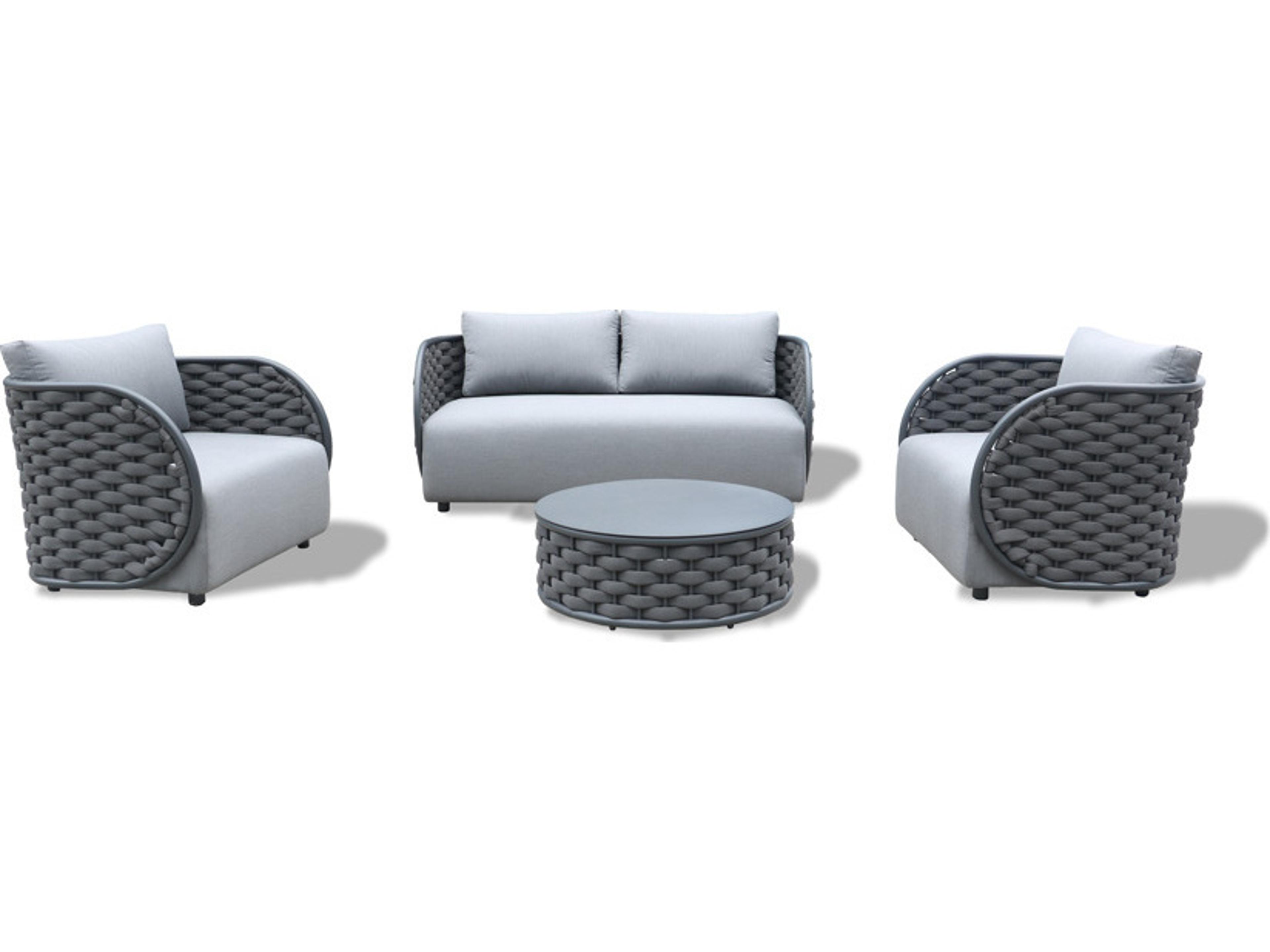 Schnupp Patio Savannah Rope Aluminum Charcoal Round Coffee Table