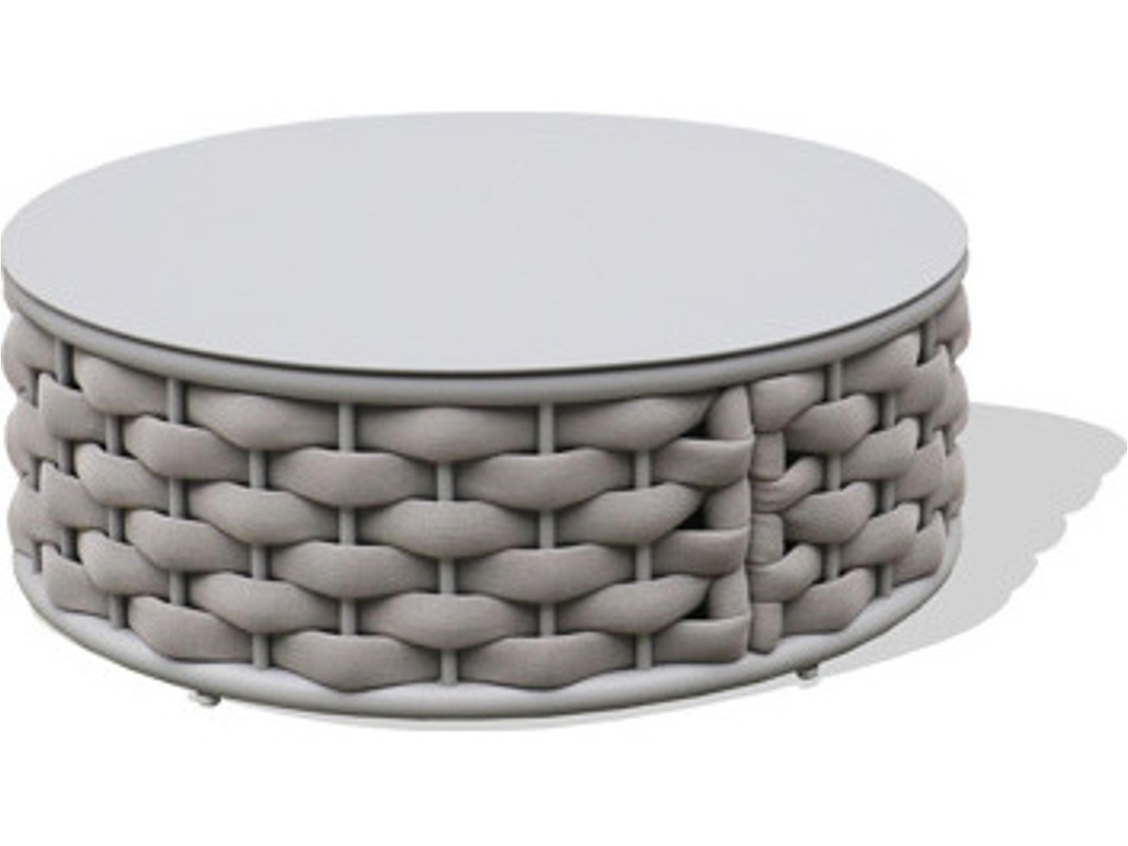 Savannah Rope Aluminum Champagne Round Coffee Table