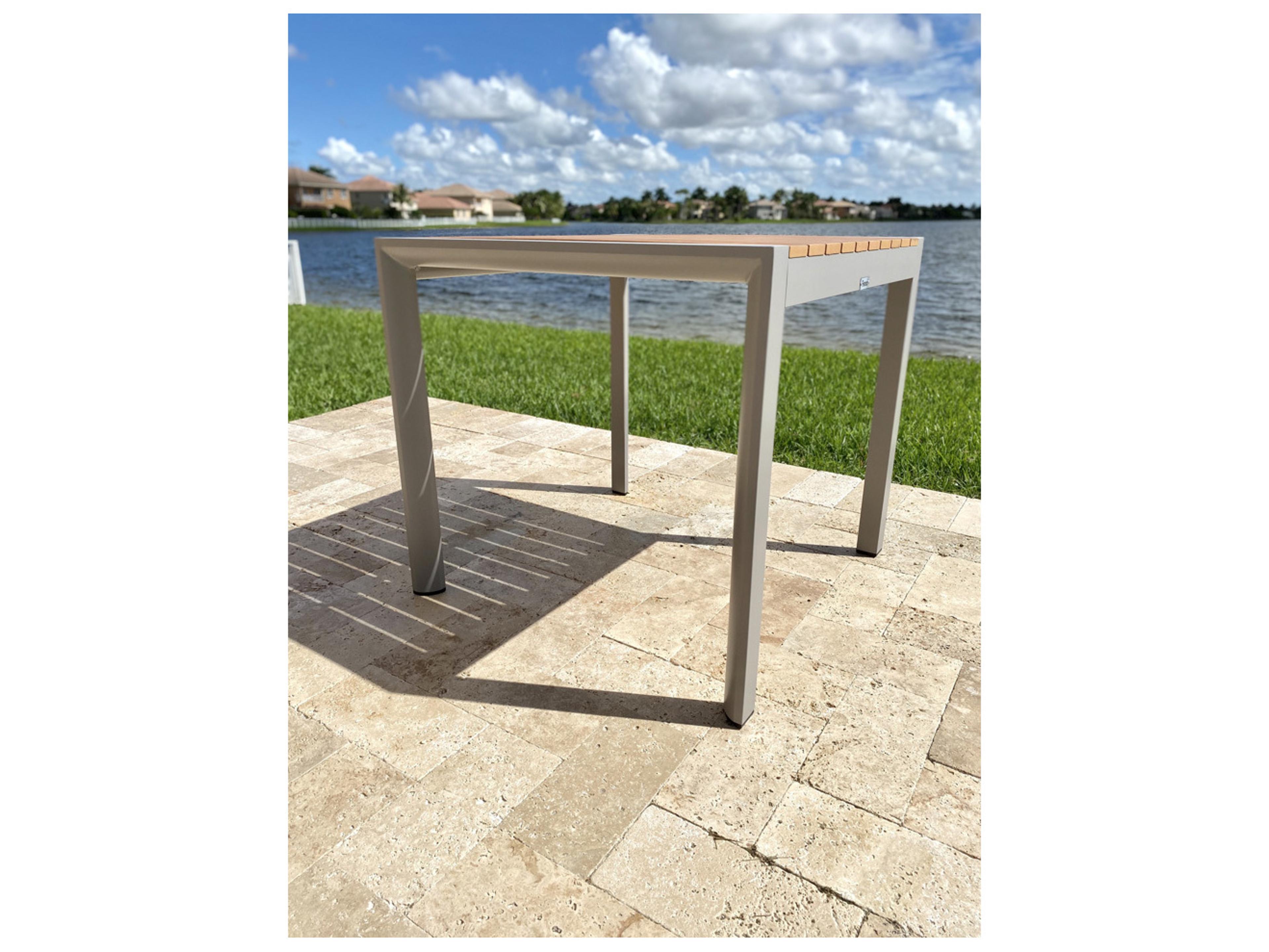 Schnupp Patio Fusion Aluminum Silver Square Resin Top Dining Table