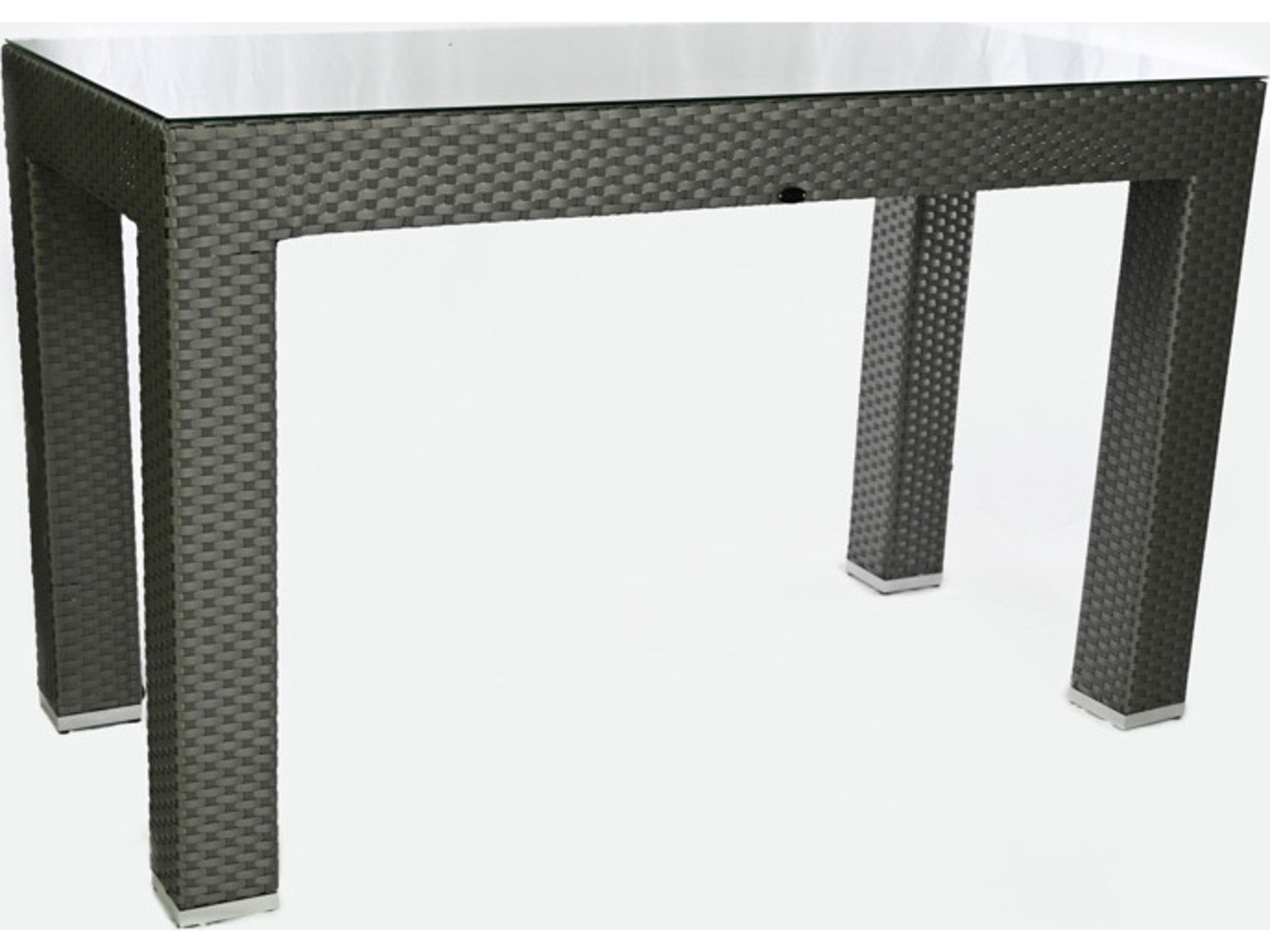 Venice Wicker Brown Rectangular Glass Top Bar Table