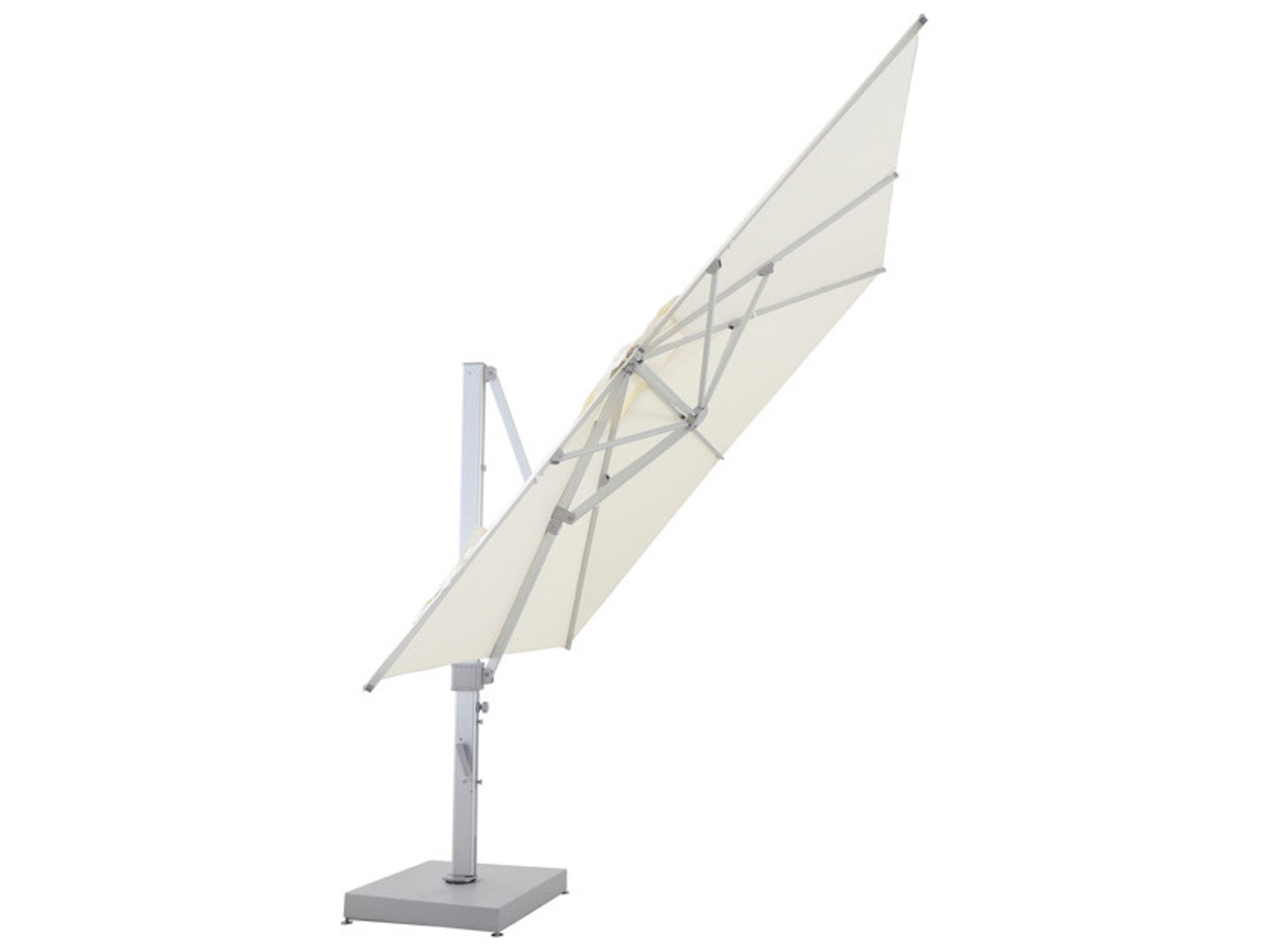 Schnupp Patio Nimbus Aluminum Silver 10 x 10 Foot Square Cantilever Umbrella in Canopy Off White