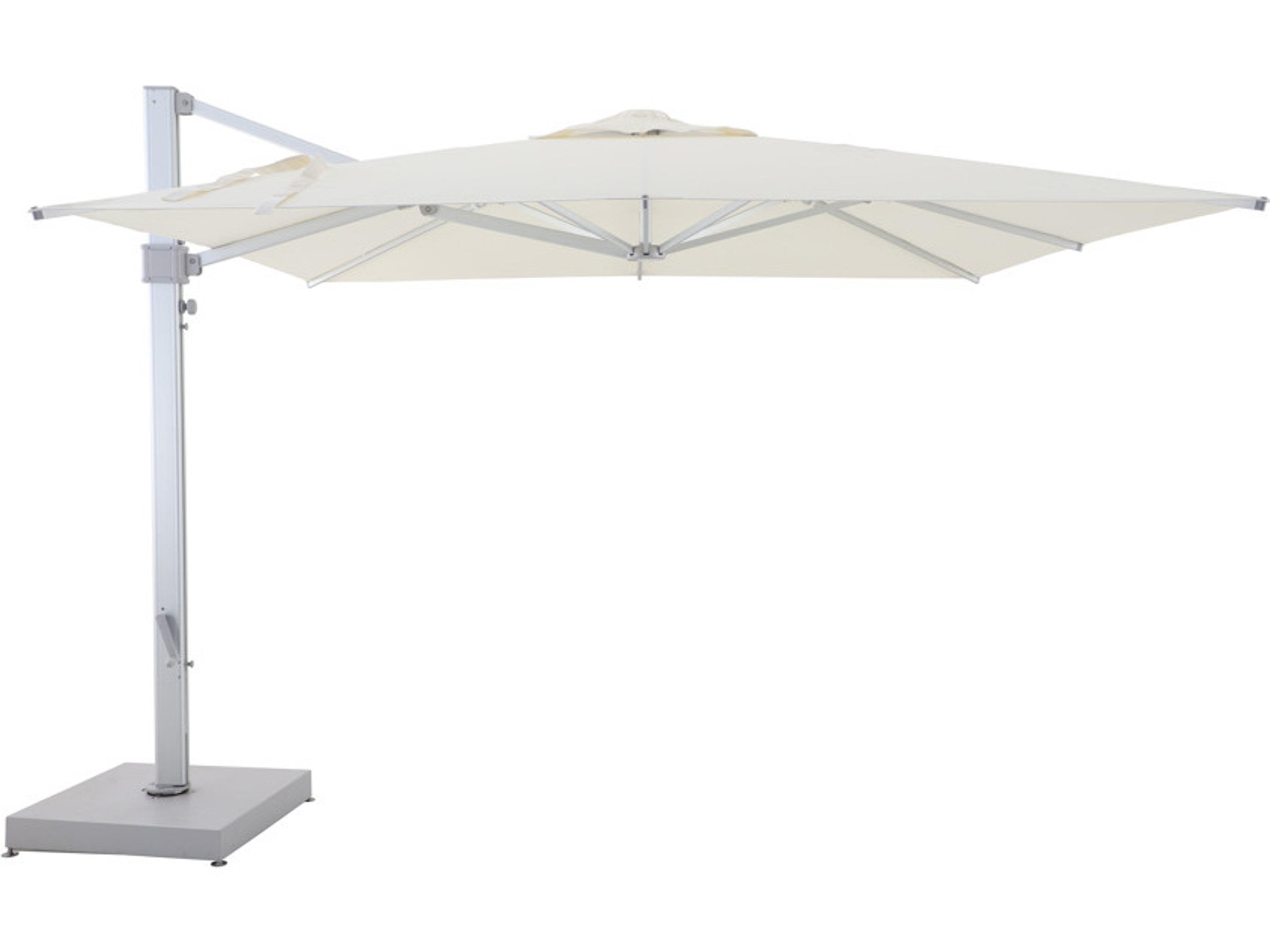 Nimbus Aluminum Silver 12 x 12 Foot Square Cantilever Umbrella in Canopy Off White