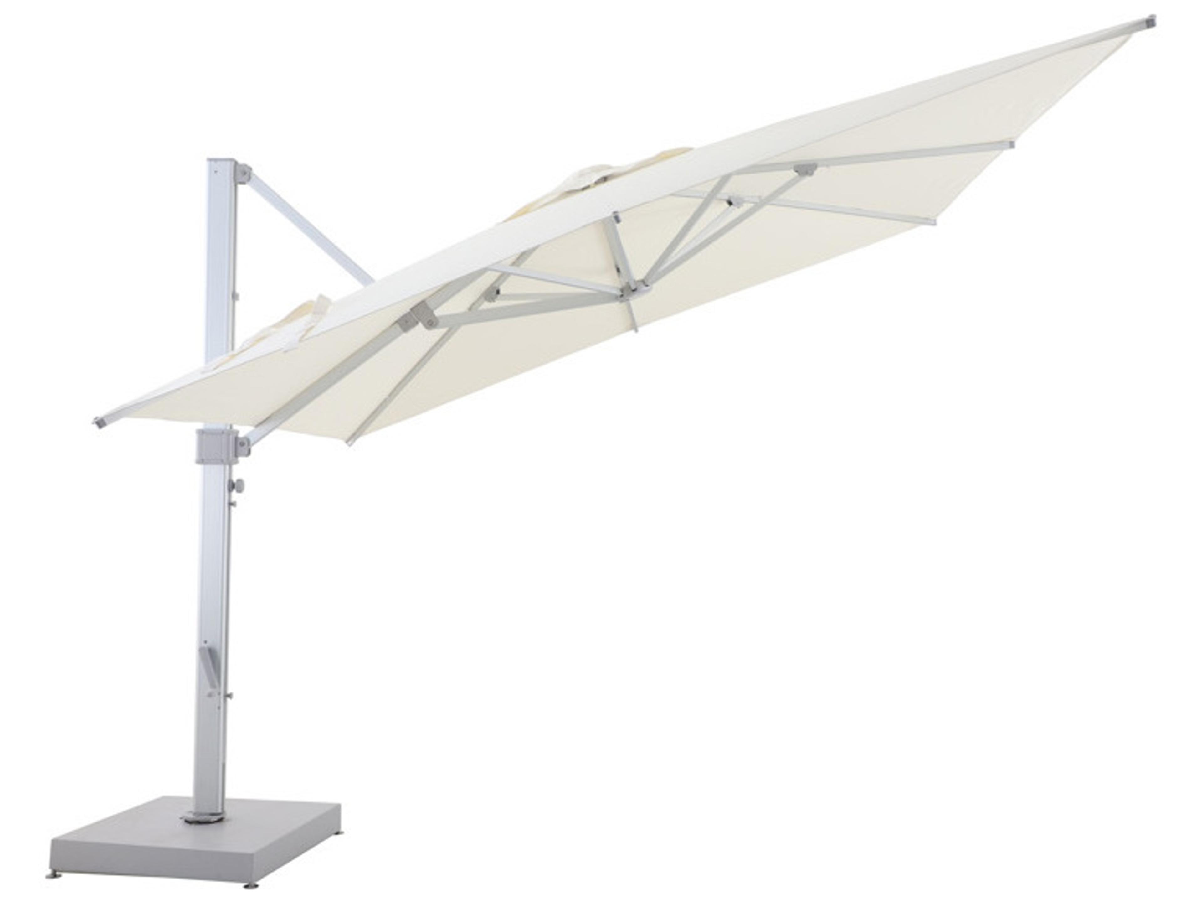 Schnupp Patio Nimbus Aluminum Silver 12 x 12 Foot Square Cantilever Umbrella in Canopy Off White