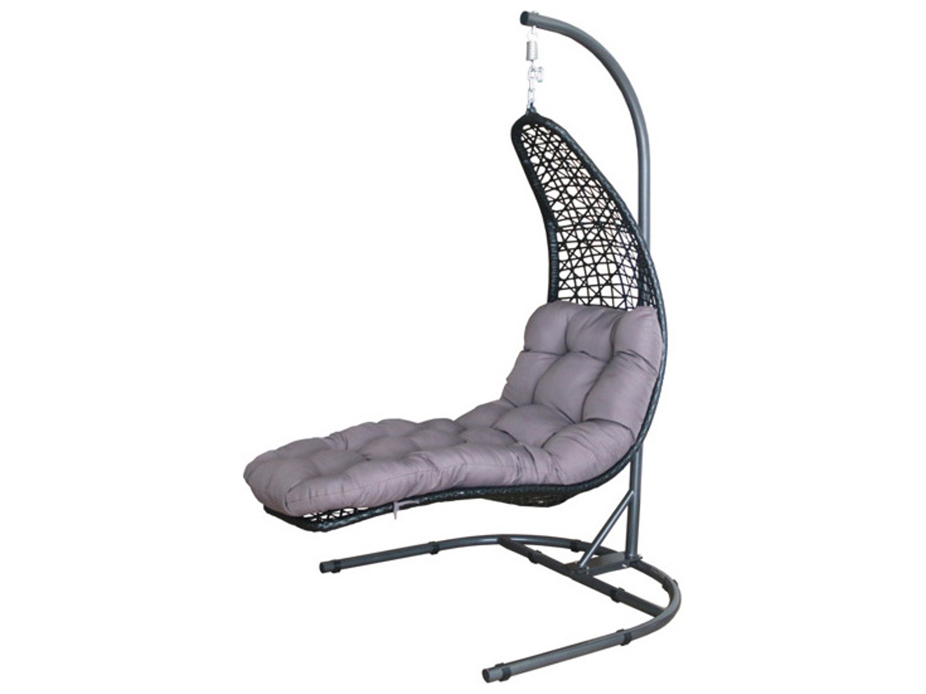 Schnupp Patio Cloud Aluminum Wicker Black Swing Chair with Stand