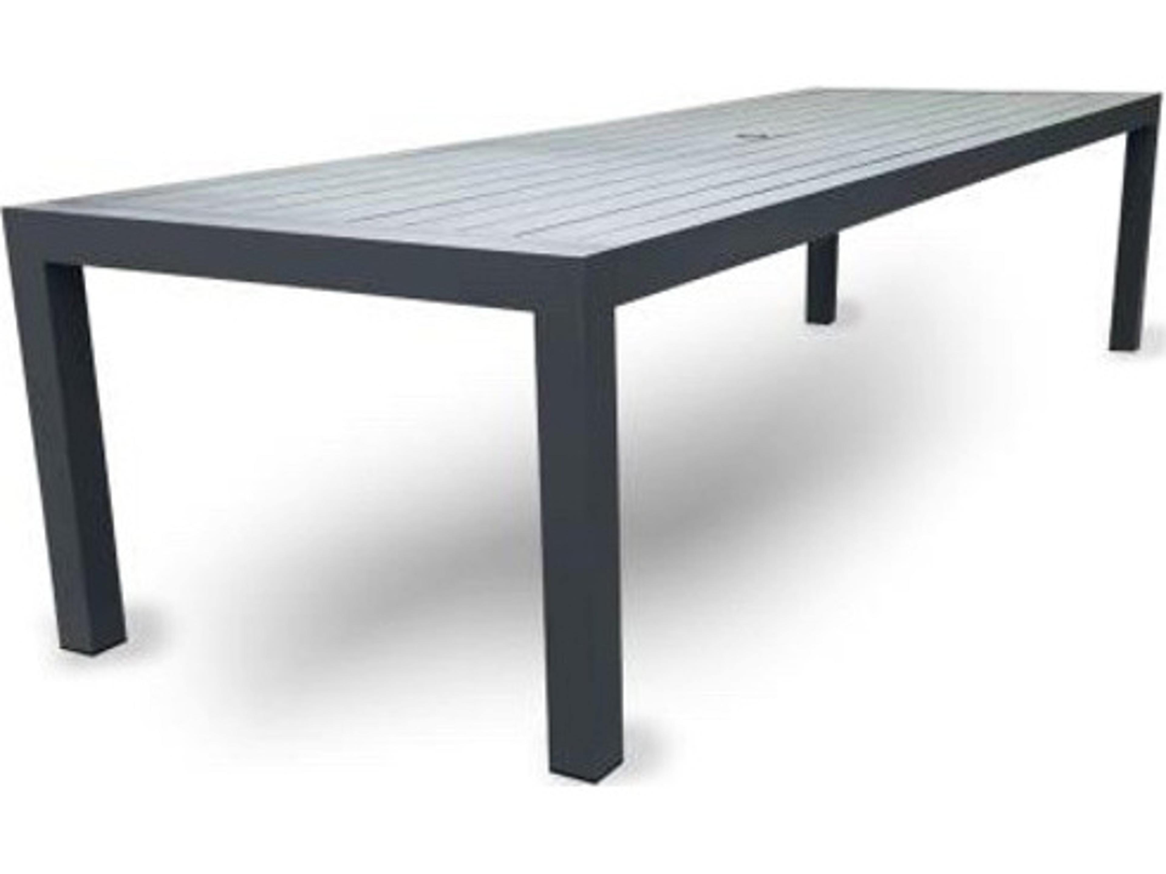 Schnupp Patio Aruba Aluminum Charcoal Rectangular Dining Table with Umbrella Hole