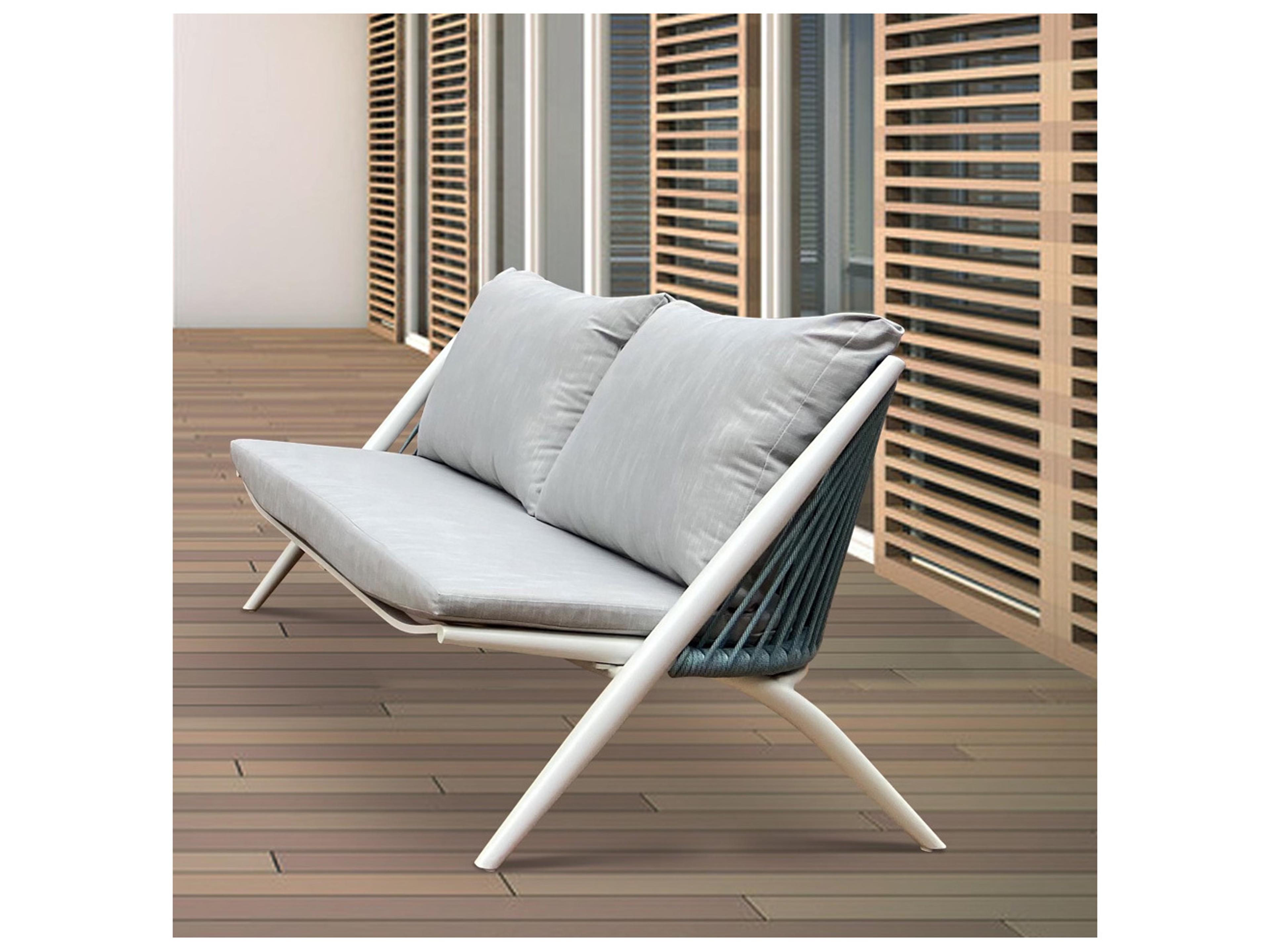 Alia Cushion Aluminum White Loveseat