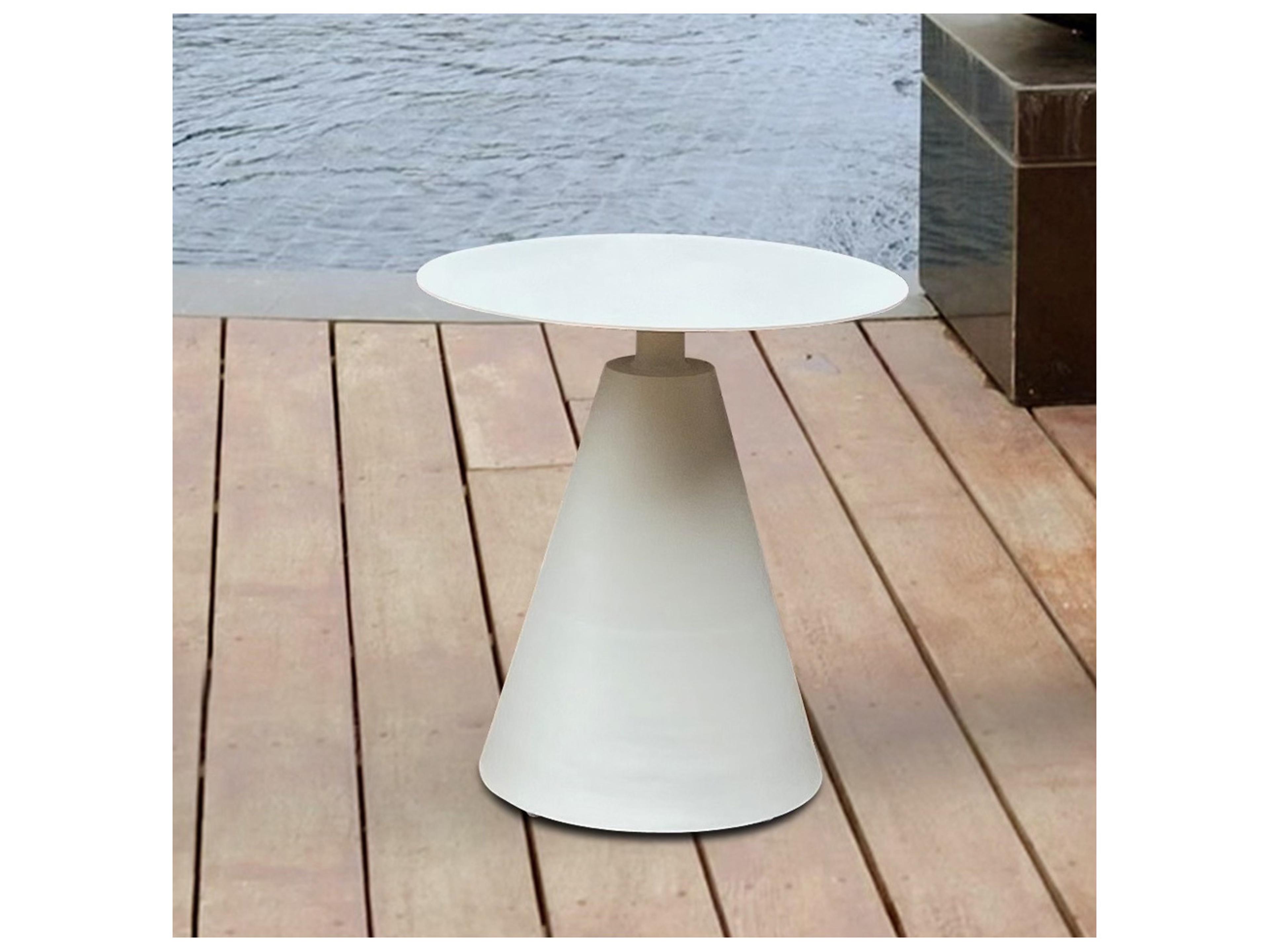 Alia Aluminum White Round End Table