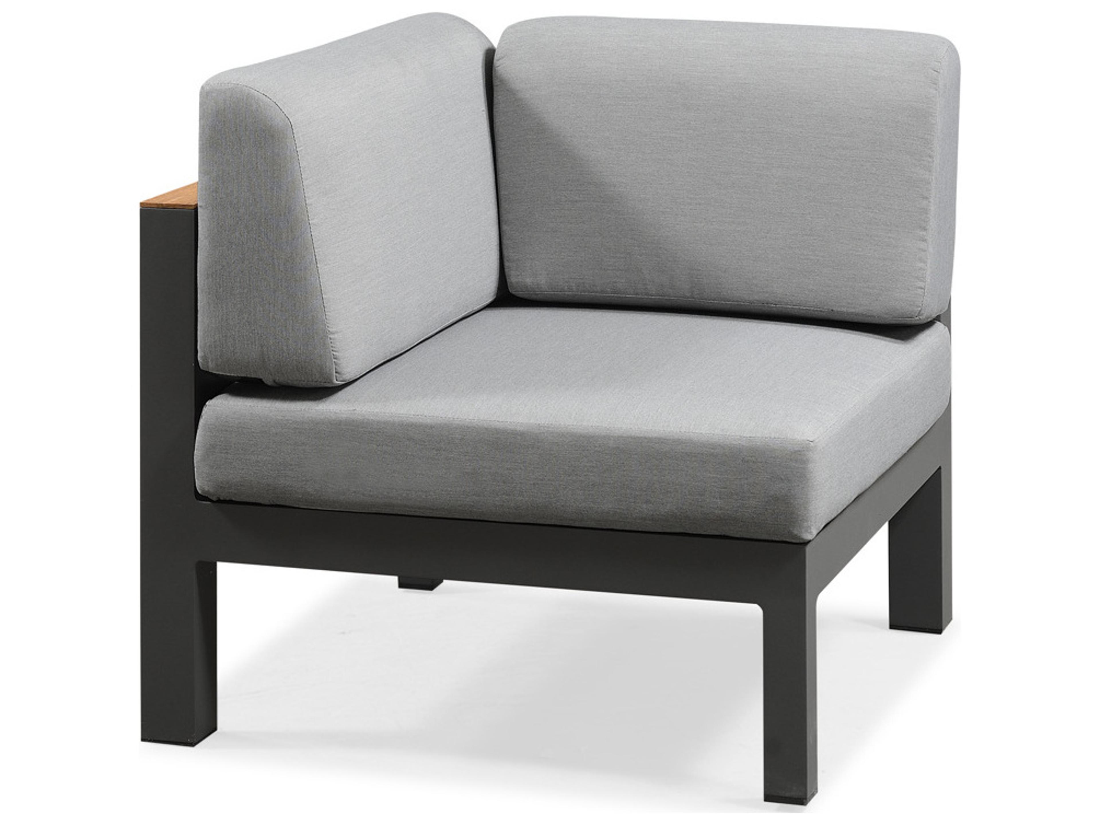Cali Cushion Aluminum Charcoal Sectional Corner Lounge Chair