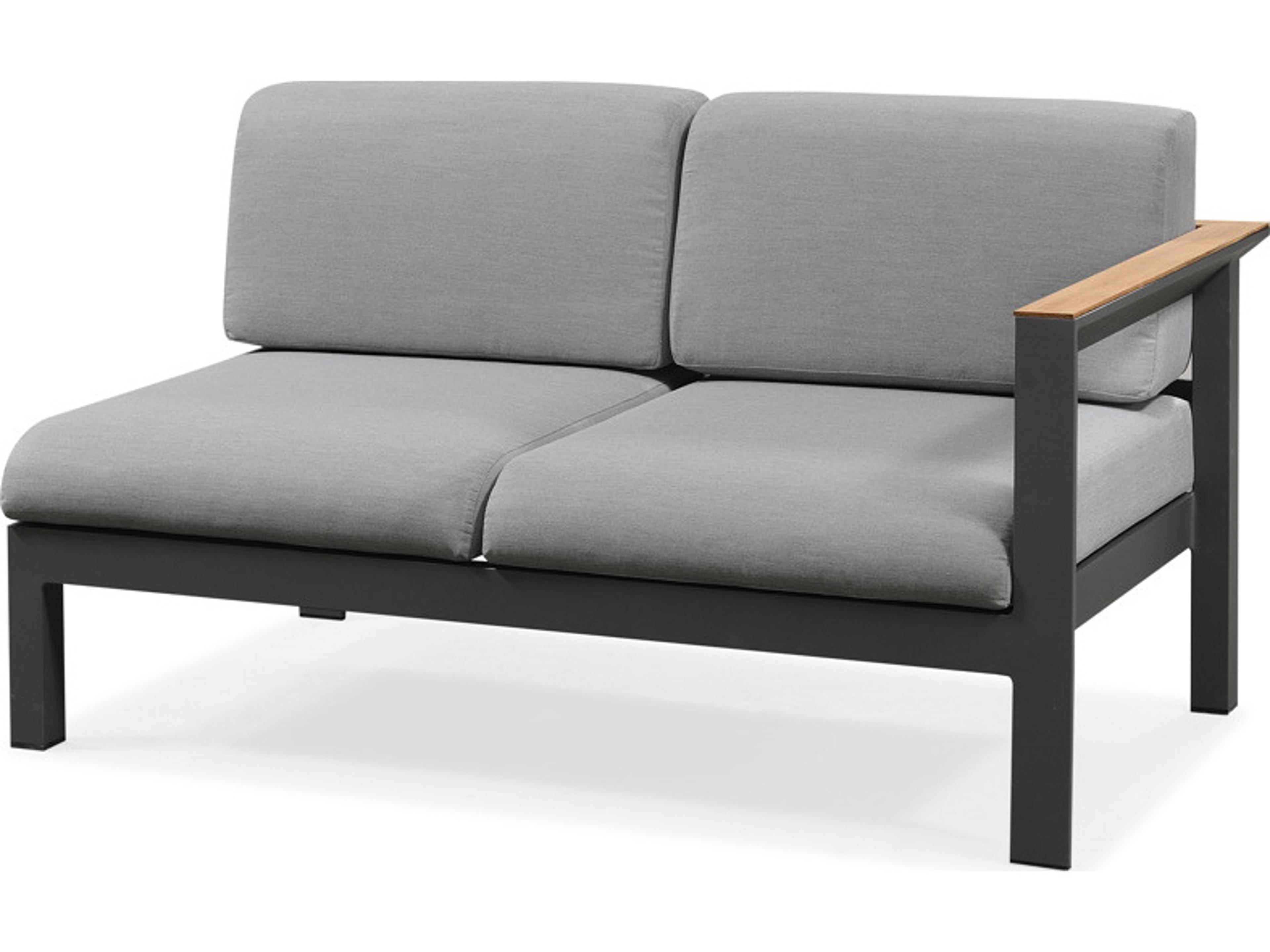 Schnupp Patio Cali cushion Aluminum Charcoal Sectional Left Arm Facing Loveseat