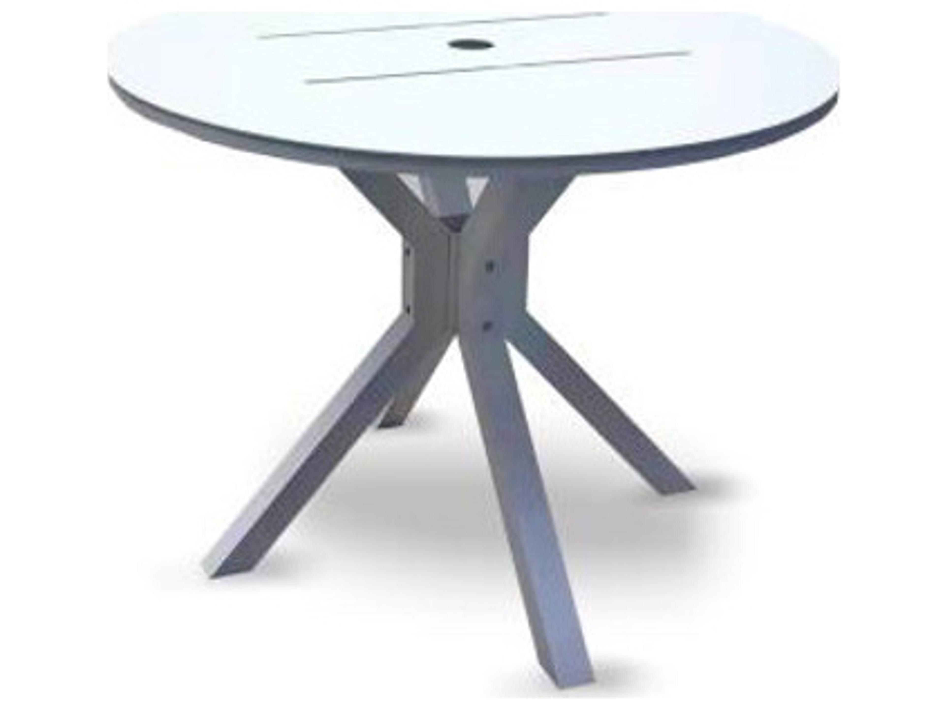 Cali Aluminum White Round Dining Table with Umbrella Hole